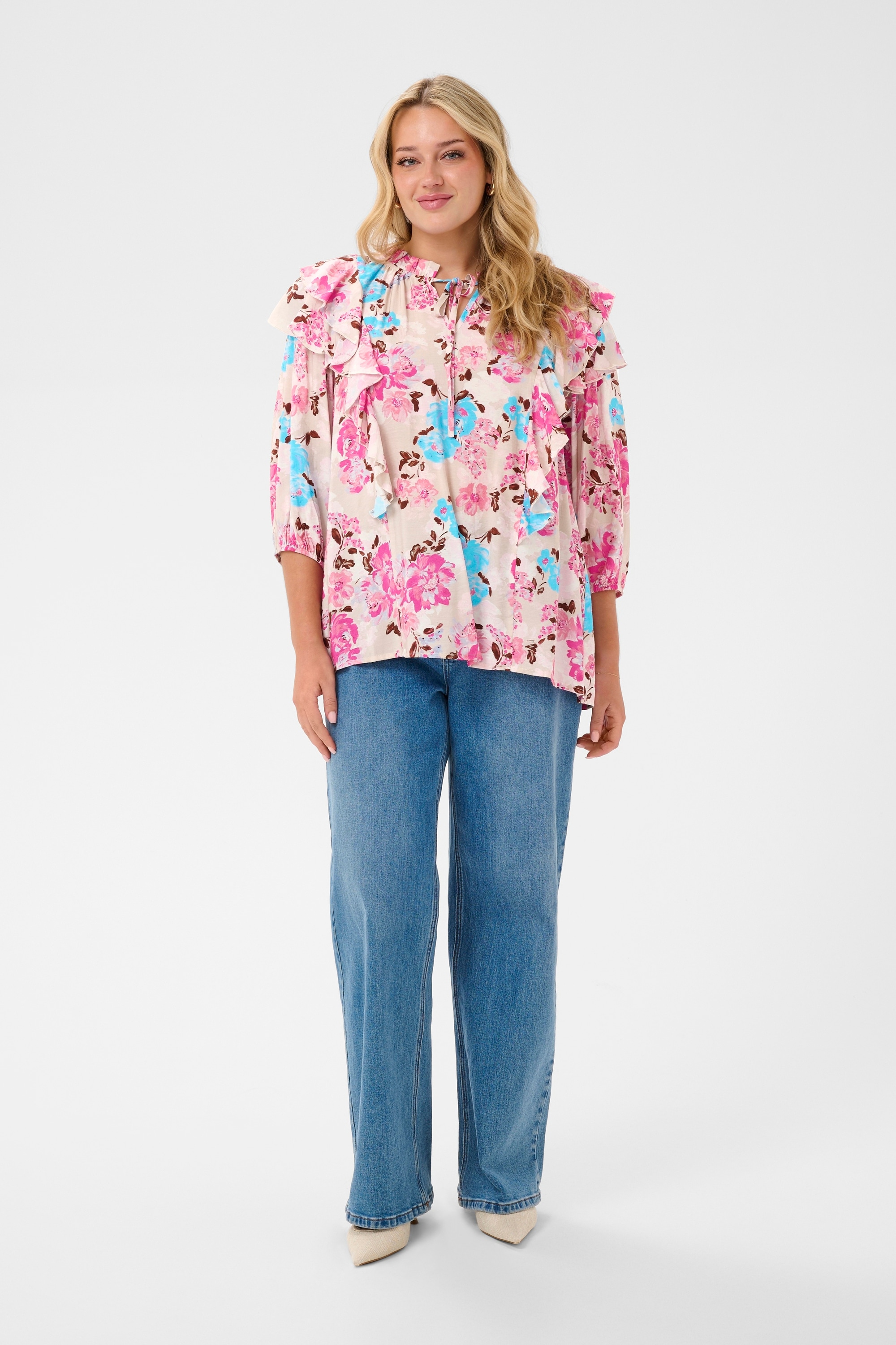 KAFFE Curve Kurzarmbluse »Damen Kurzarm-Bluse KChayley«
