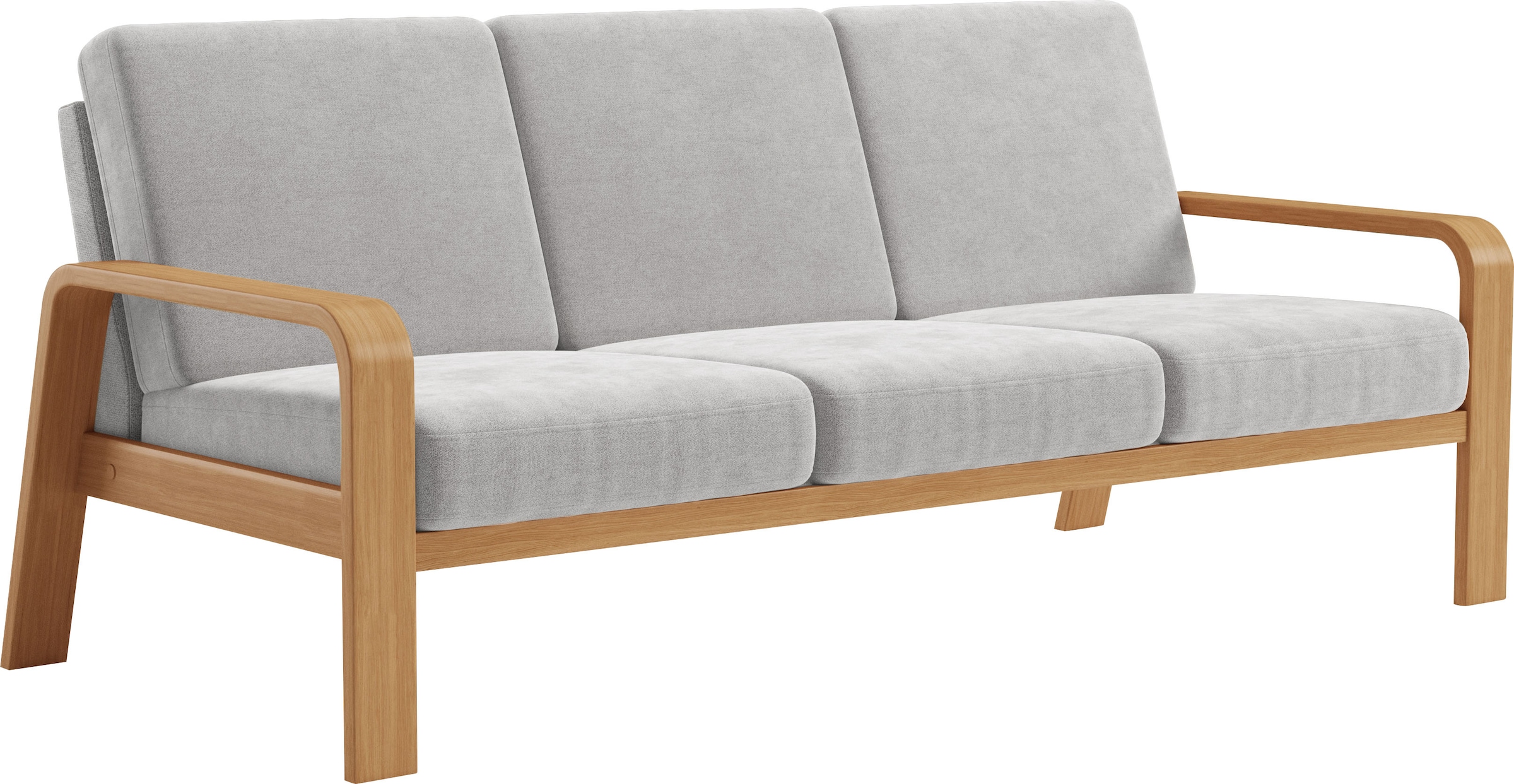 sit&more 3-Sitzer »Kolding«, Armlehnen aus eichefarbigem Buchenholz, verschiedene Bezüge und Farben
