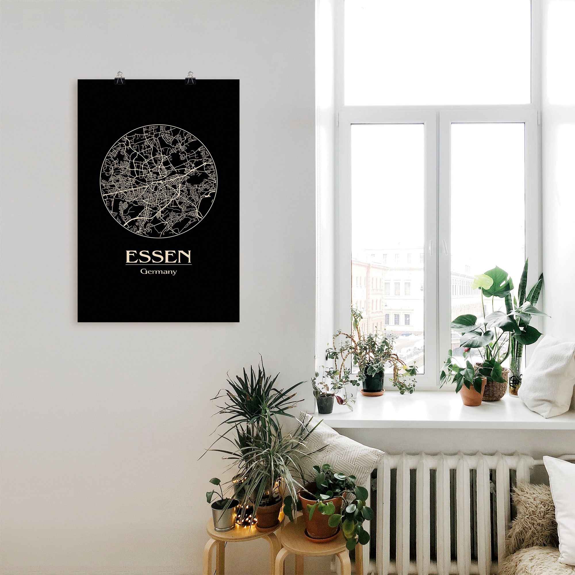 Artland Poster »Retro Karte Essen Deutschland Kreis« Deutschland 1 Stk. tlg. als Alubild, Leinwandbild, Wandaufkleber oder Poster in versch. Größen