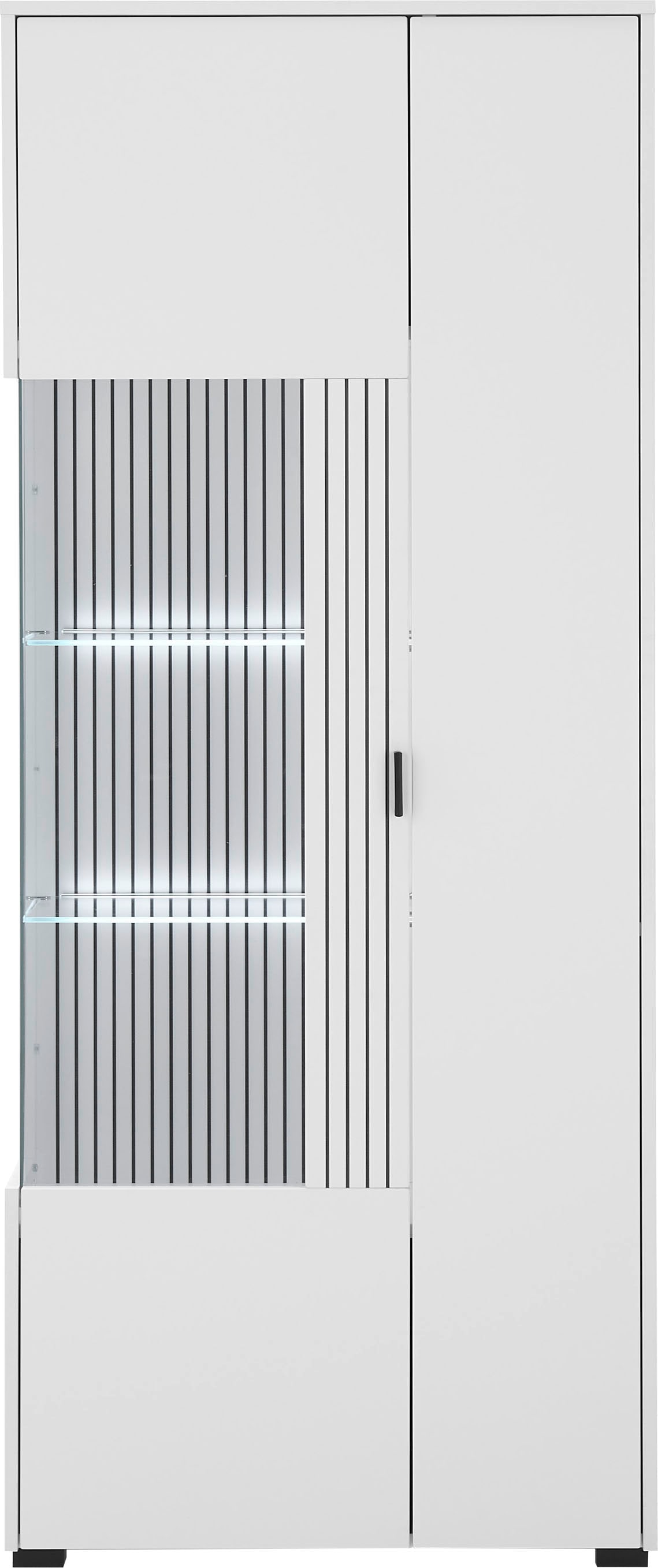 Home affaire Vitrine »Hudson, Stauraumvitrine« in moderner Trendfarbe, Griffe aus Metall (Schwarz), Höhe 180 cm