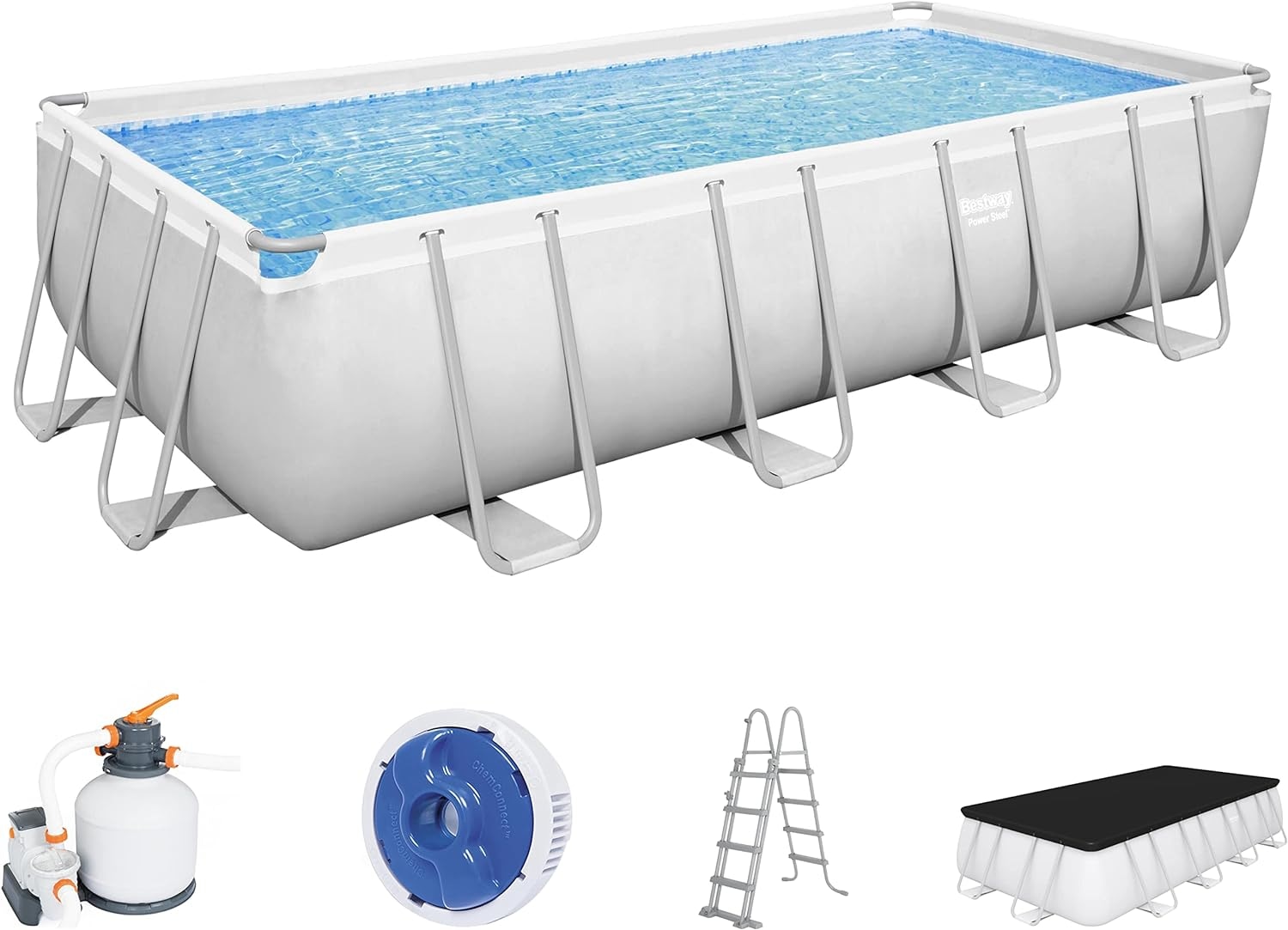 Bestway Framepool »Power Steel«, (Set, 5 tlg.), mit Sandfilteranlage, 549x274x122 cm