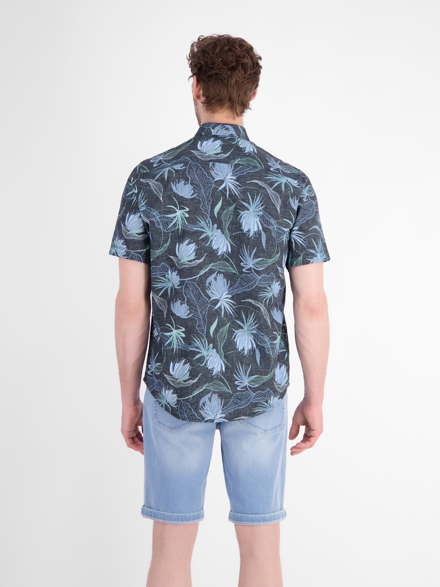 LERROS Kurzarmhemd Kurzarm, aus Polyester und Baumwolle, mit floralem All-over-Print