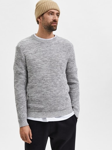 SELECTED HOMME Rundhalspullover »SLHVINCE LS KNIT BUBBLE CREW NECK NOOS«