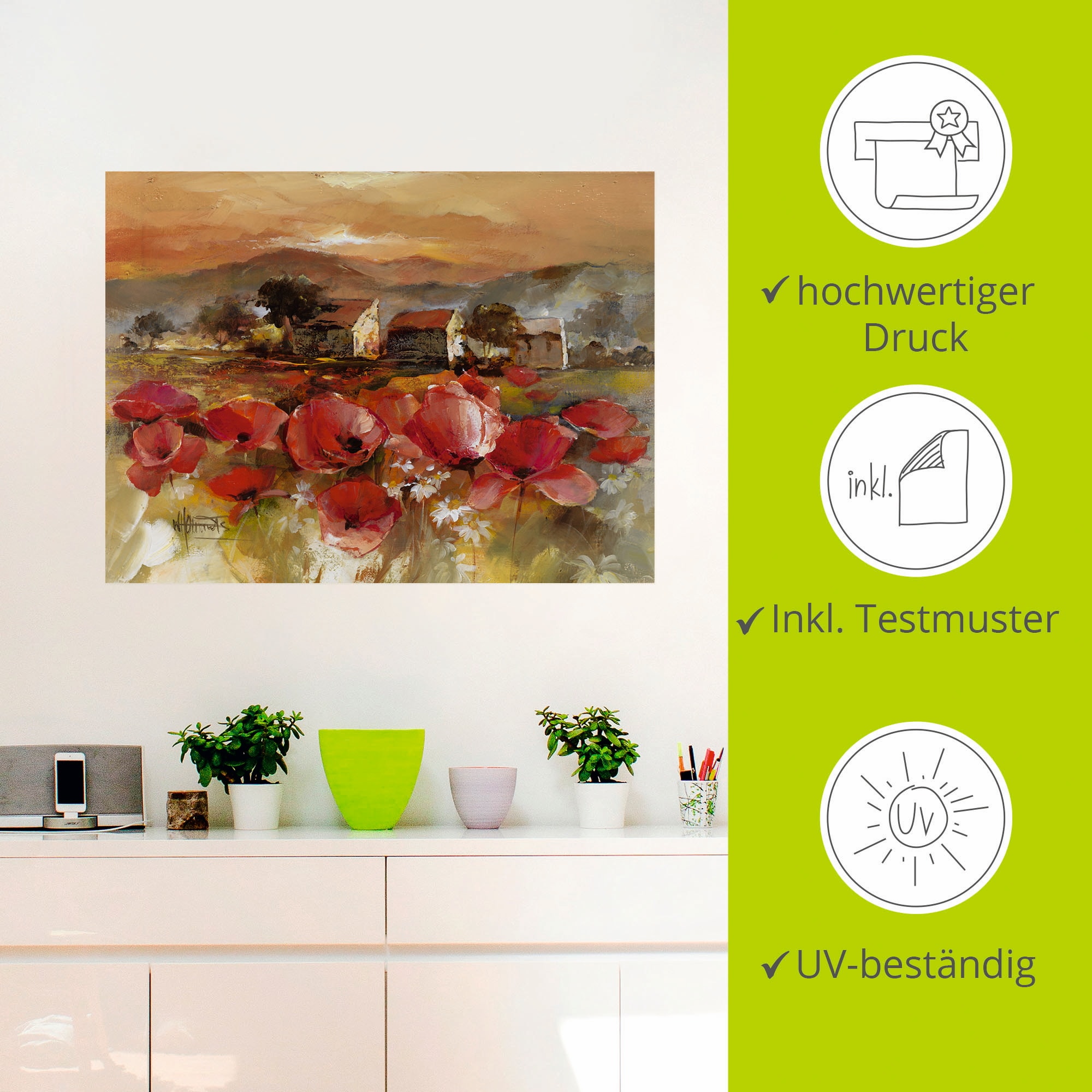 Artland Wandbild »Toskana Romantic II«, Blumen, (1 St.), als Leinwandbild, Poster, Wandaufkleber in verschied. Größen