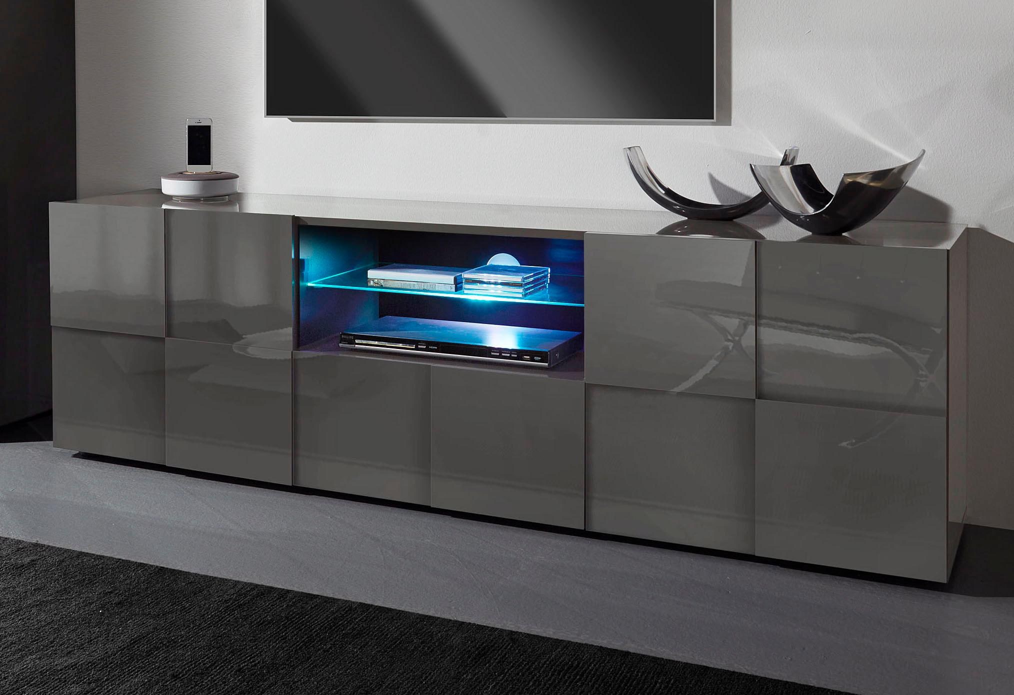 INOSIGN Lowboard »Dama Breite 181 cm, TV-Board 2 Türen, 1 Schubkasten, TV-Schrank«, Front in 3D-Optik, viel Stauraum, verschiedene Farben