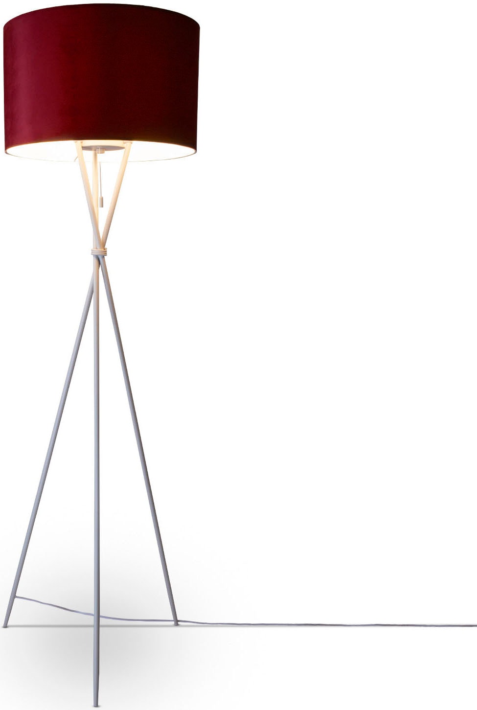 Paco Home Stehlampe »Kate uni Color«, Leuchtmittel E27 | ohne Leuchtmittel, Wohnzimmer Dreibein Standleuchte Velour Höhe 177,5cm Filigran E27