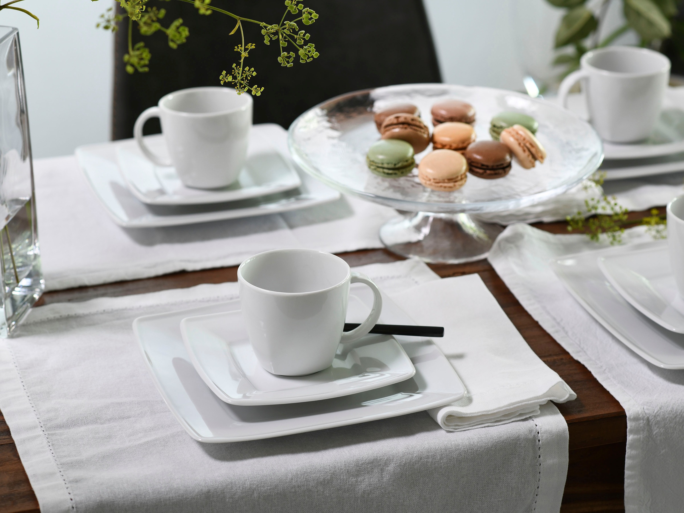 CreaTable Kaffeeservice »Victoria Weiss«, (Set, 18 tlg.), abgerundete, quadratische Form