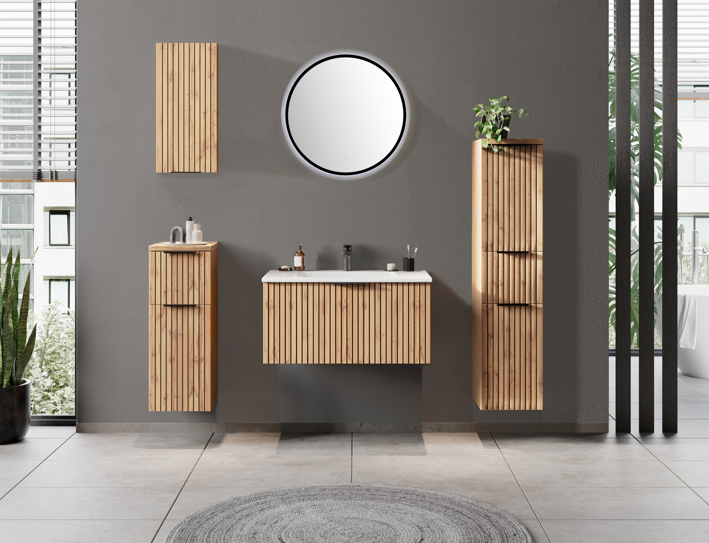 welltime Badmöbel-Set »Welltime, Carlton Waschtisch-Set, 80 oder 120 cm, gestreift«, (2 St.)