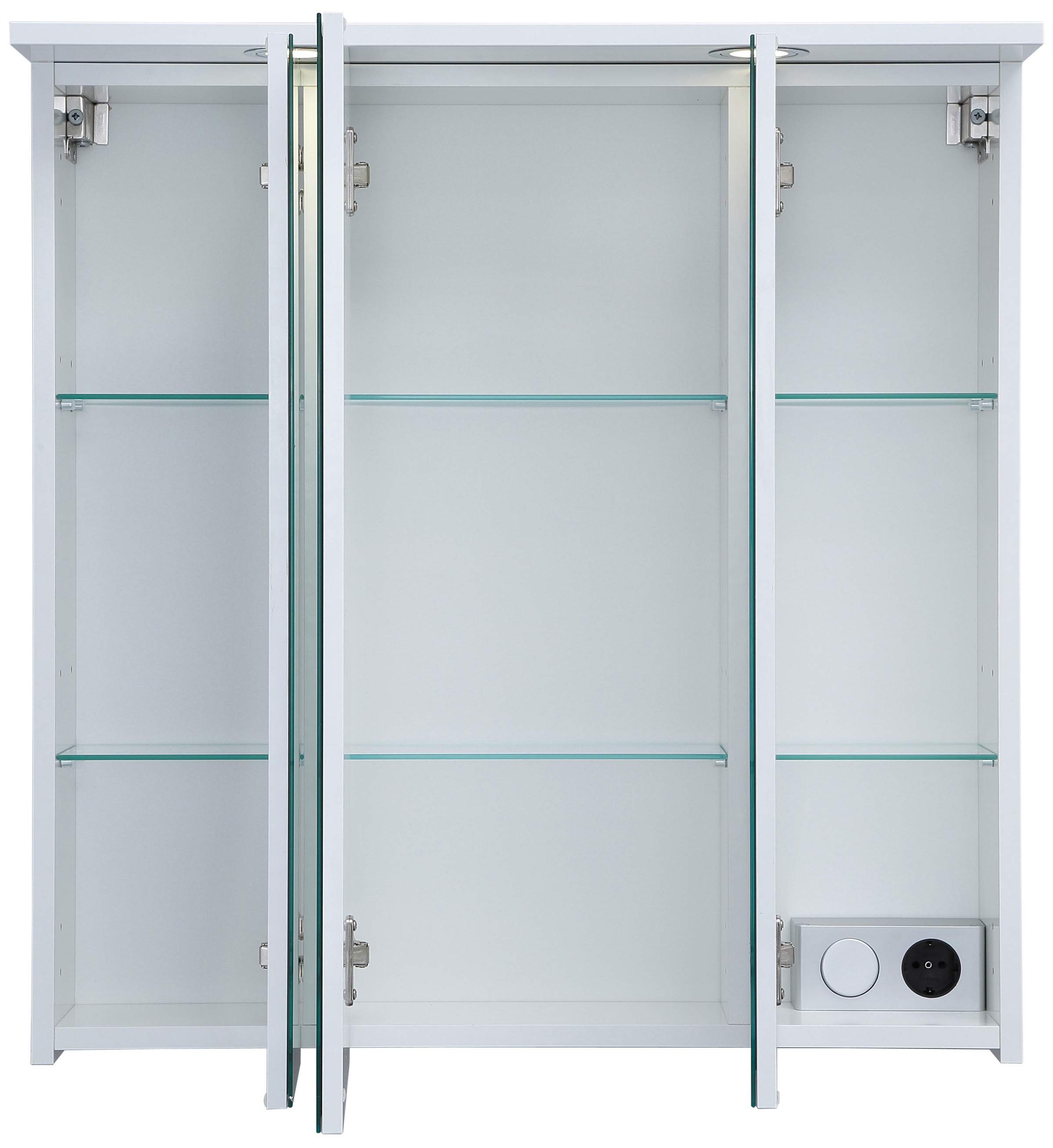 Schildmeyer Spiegelschrank »SPS 700.1 Spot made in Germany«, Breite 70 cm, 3-türig, 2 LED-Einbaustrahler, Schalter-/Steckdosenbox