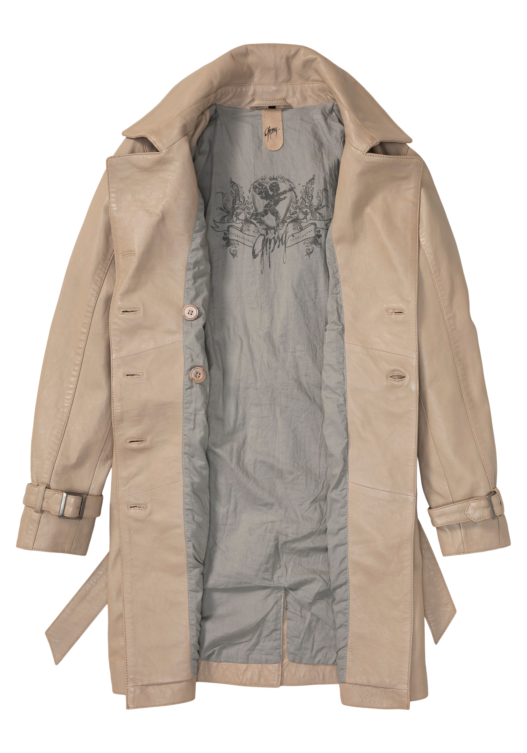 Gipsy Ledermantel »Taresa«, (2 tlg., mit Bindegürtel), Leder-Trenchcoat mit Bindegürtel