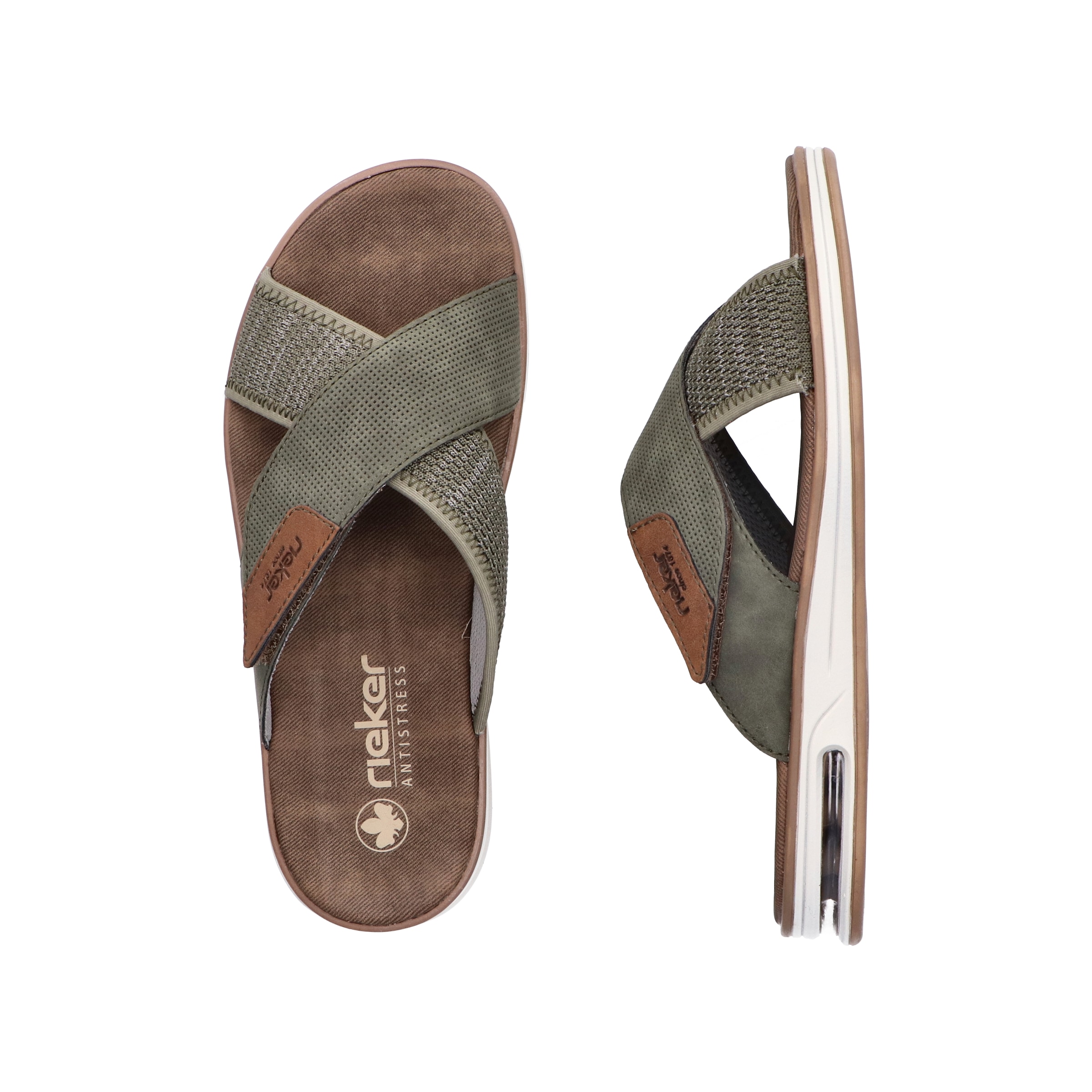 Rieker Pantolette  , Sommerschuh, Strandschuh, Schlappen, Hausschuh mit Klettverschluss