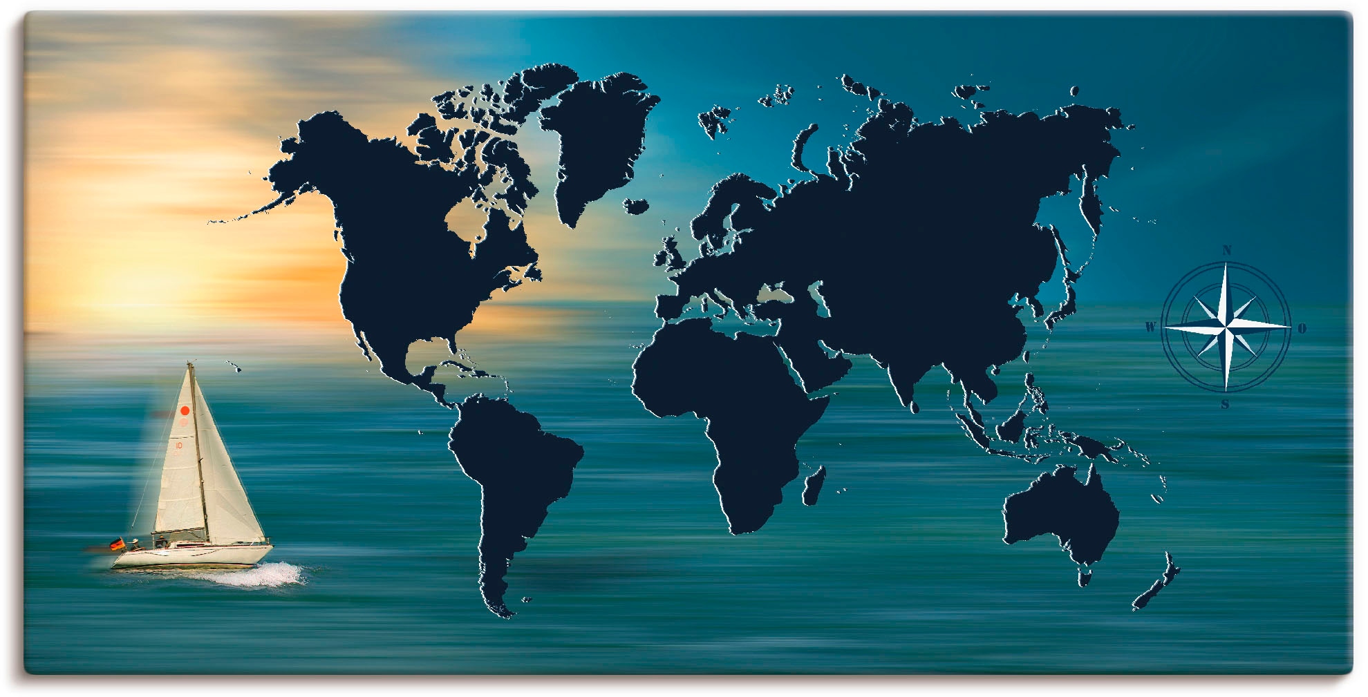 bestellen Wandbild Landkarten, (1 St.), mit versch. in Rechnung Artland »Weltumsegelung Leinwandbild, oder Weltkarte«, Wandaufkleber Größen Poster als auf