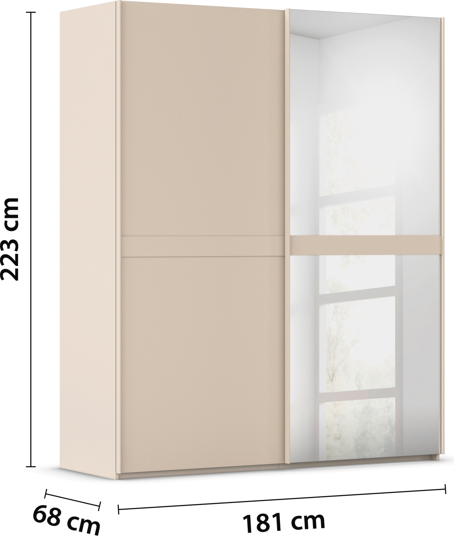 rauch Schwebetürenschrank »Kleiderschrank Schrank Garderobe Schlafzimmerschrank SCALE-LINE« edle Optik mit Bauchbinde in Korpusfarbe mit Spiegel MADE IN GERMANY