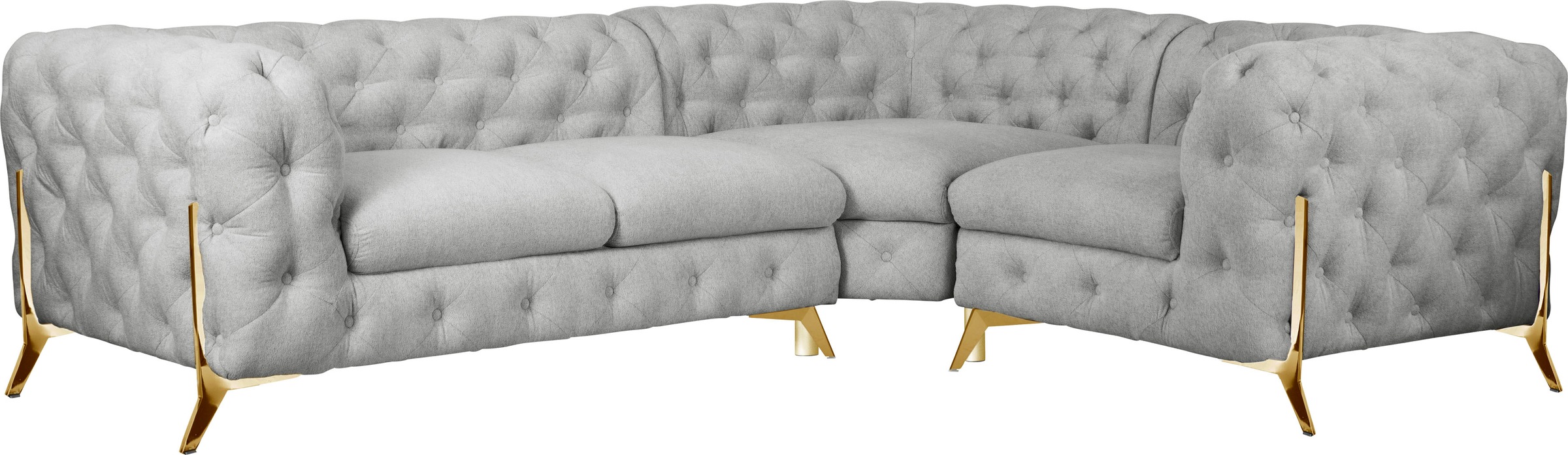 Home affaire Chesterfield-Sofa »Amaury L-Form« moderne Chersterfield-Optik, Breite 262 cm, Fußfarbe wählbar