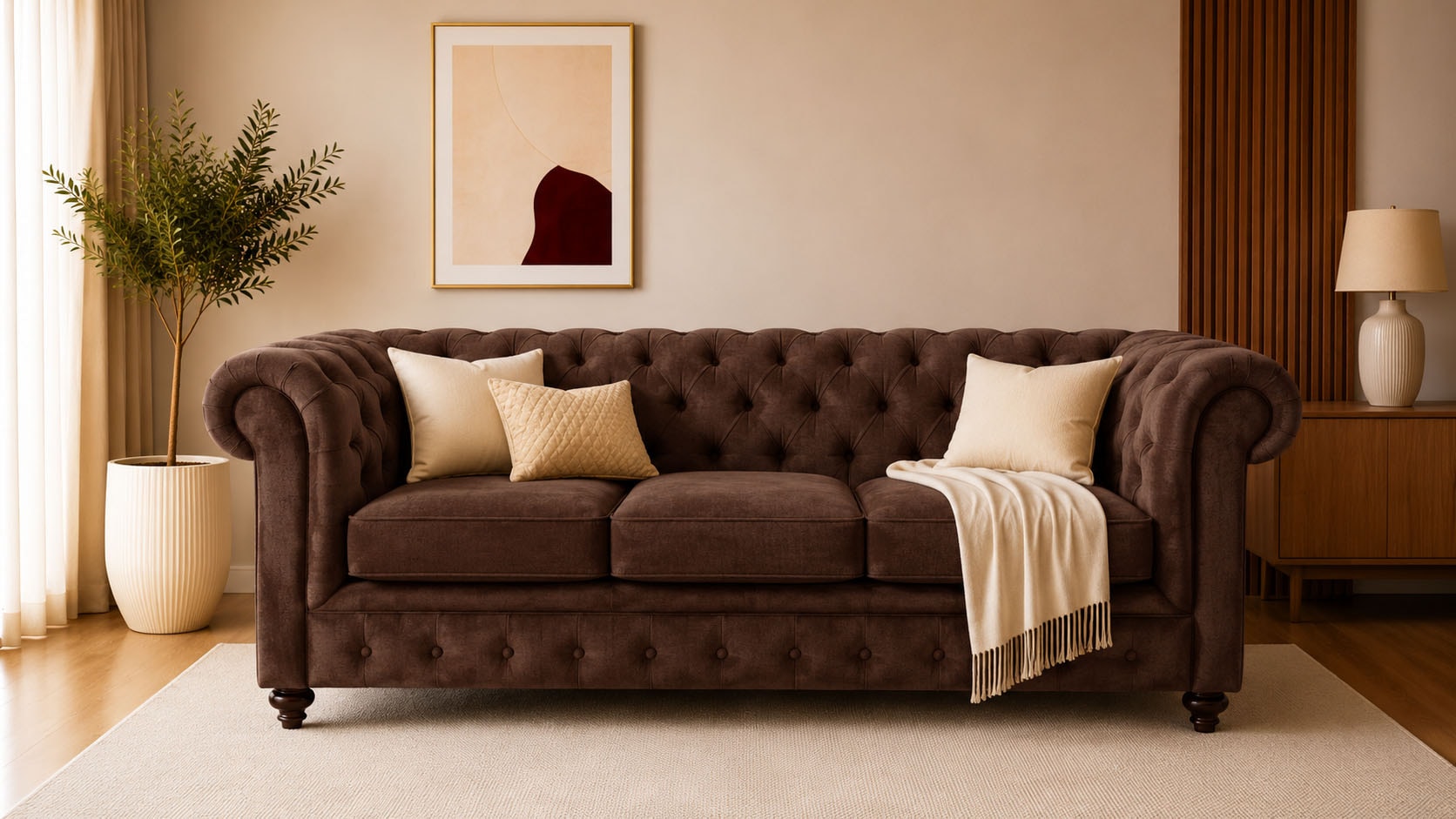 OTTO home Chesterfield-Sofa »Chesterfield 3-Sitzer  B/T/H: 198/89/74 cm« mit hochwertiger Knopfheftung , auch in Leder