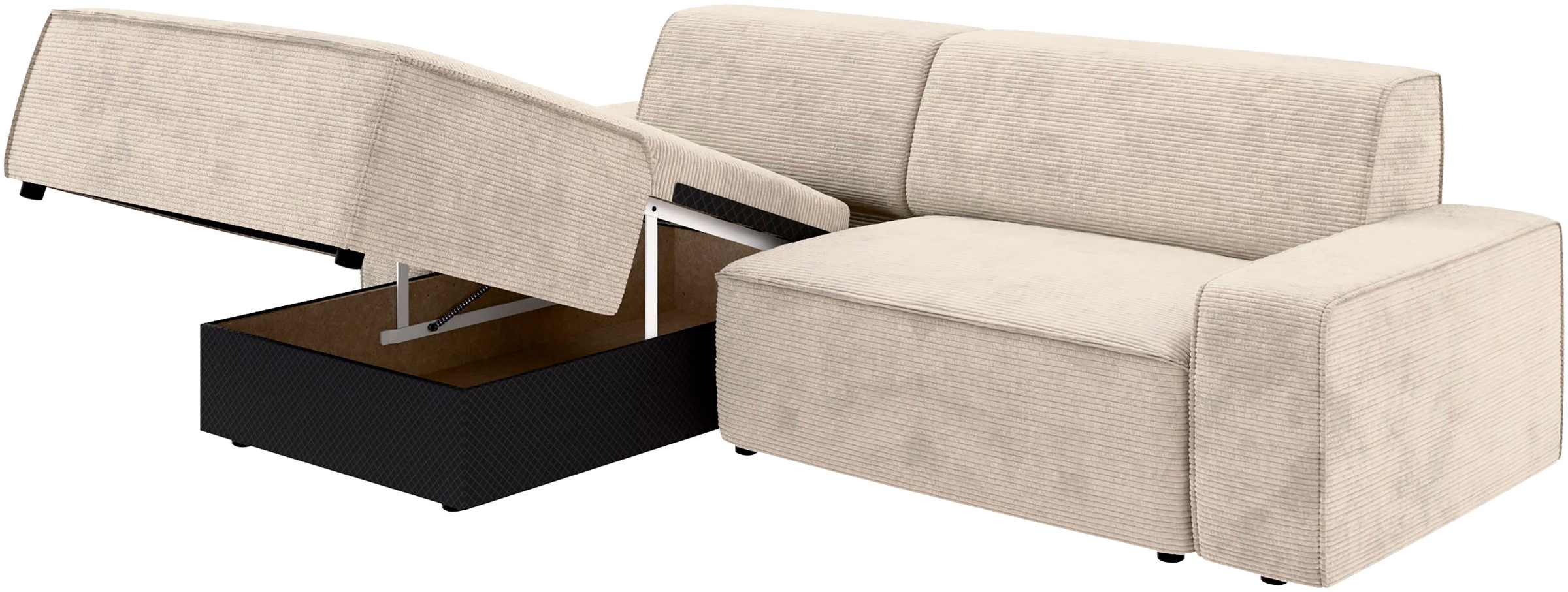 TRENDMANUFAKTUR Ecksofa »Graz, wahlweise mit Sitzvorschub und Bettkasten, L-Form, Breite 246 cm«, in Cord-, haustierfreundlichem LEO Struktur- oder LUMOS-3D-Bezug