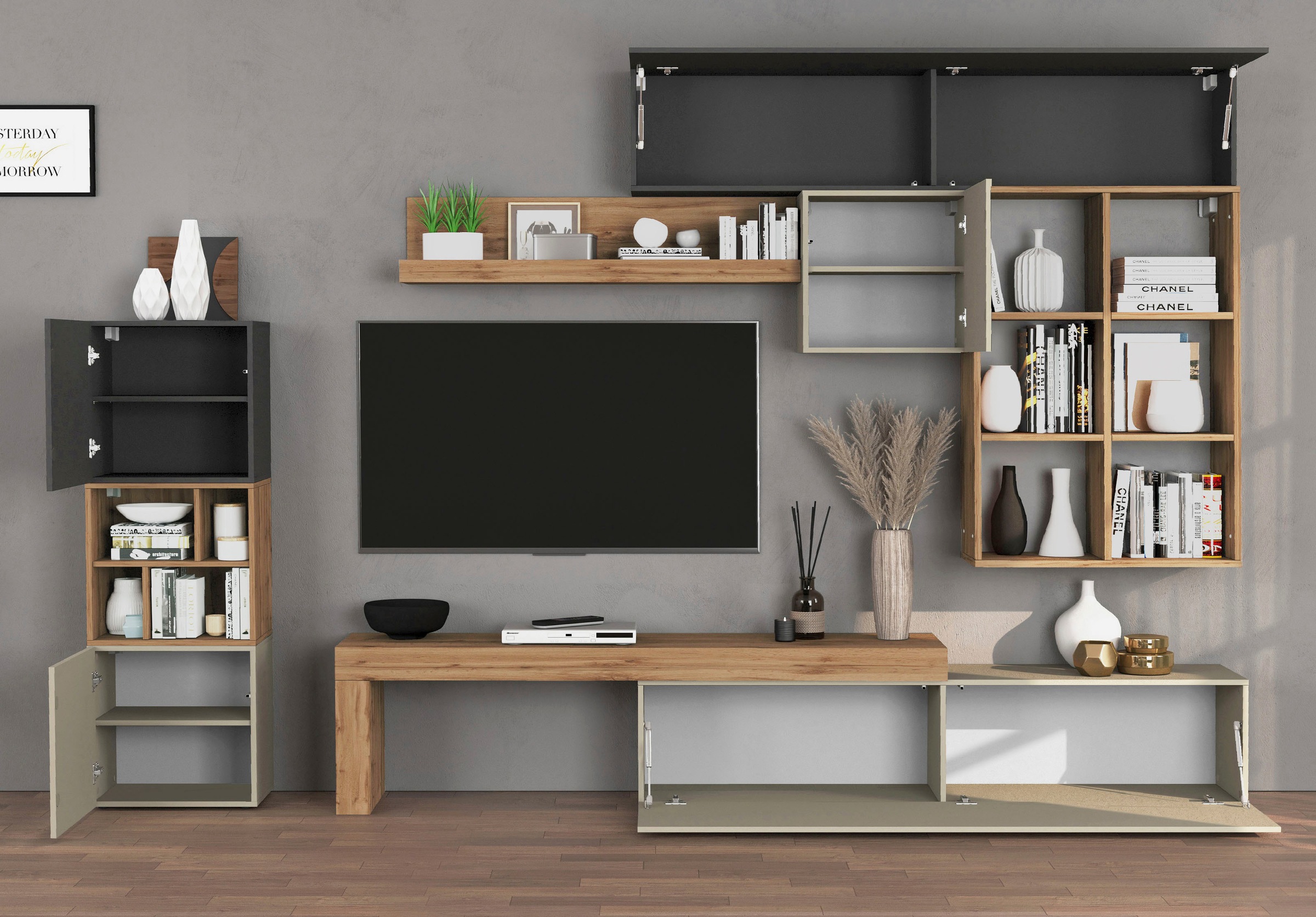 INOSIGN Wohnwand »Chronos Wohnwand, Medienwand, 8-er set« 8 Stk. tlg.