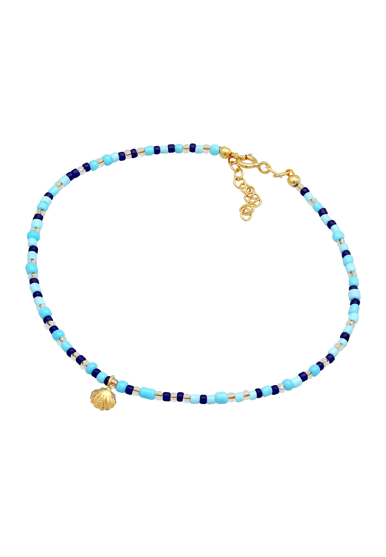 Elli Fußkette »Fußschmuck Muschel Glas Kugeln Bunt Sommer Beach 925 Silber«