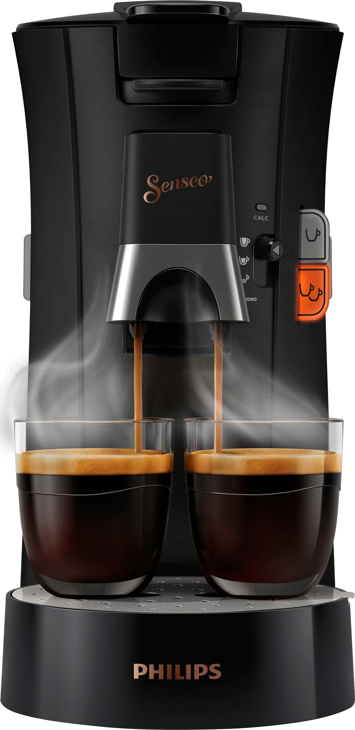 Philips Senseo Kaffeepadmaschine »Select CSA240/60«, aus 21% recyceltem Plastik, mit 3 Kaffeespezialitäten, metal schwarz