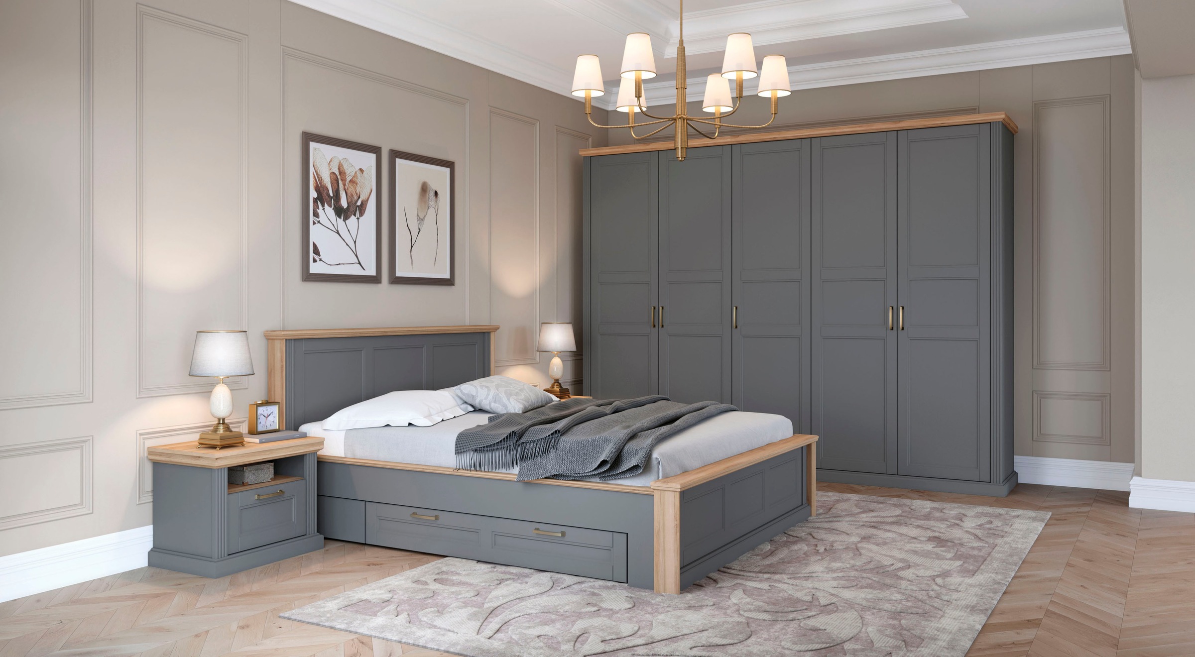 Home affaire Nachtkonsole »Tara, im klassischen Landhausstil, FSC-zertifiziert«, (1 offenes Fach und 1 Schublade mit Metallgriff, Soft-Close-Funktion), lackiert mit wasserbasiertem UV-Lack, 62x43x52cm (BxHxT)