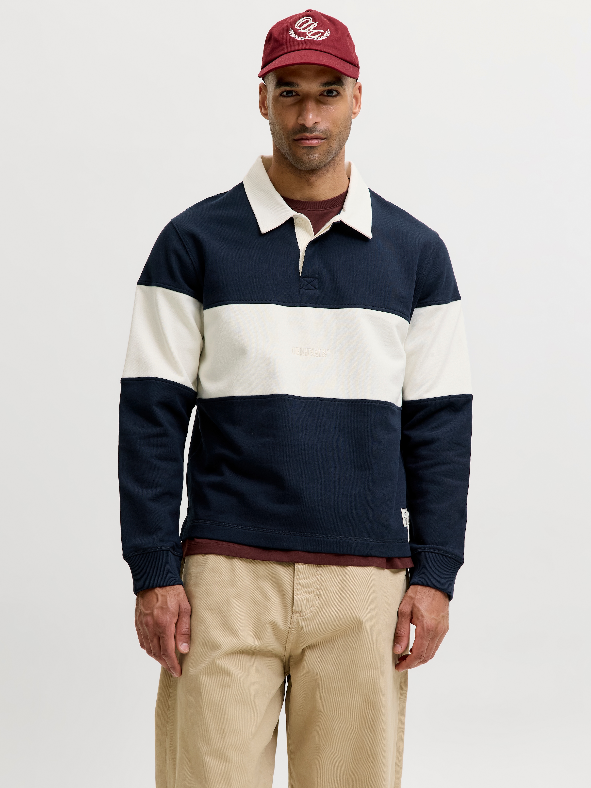 Jack & Jones Sweatshirt »JORFREDERIKSBERG BLOCKING SWEAT POLO SN«, Baumwolle, relaxed fit
