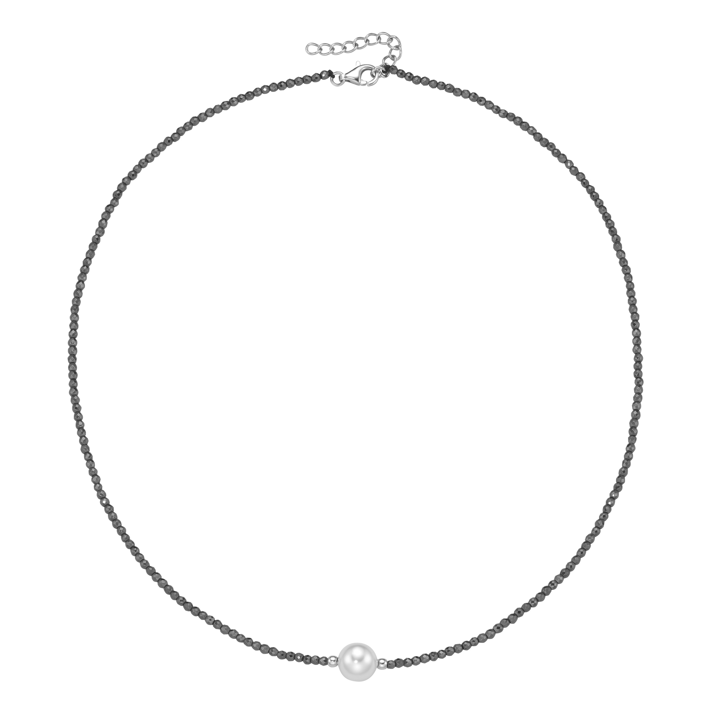 Smart Jewel Collier »Collier mit Edelstein-Kugeln + Muschelkern-Perle, Silber 925«