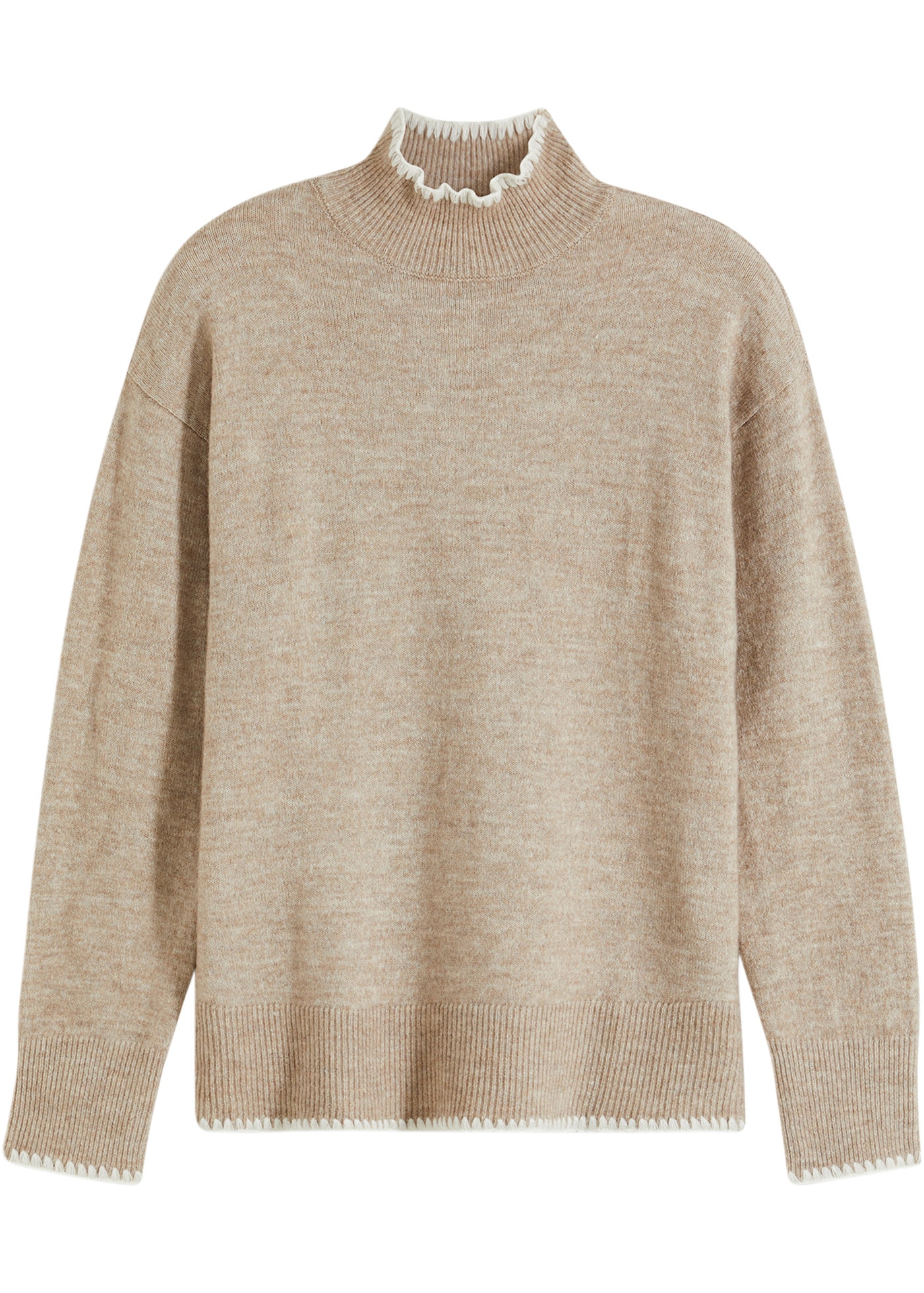 bonprix Strickpullover aus Polyester, Polyacryl, Wolle und Elasthan, mit Stehkragen