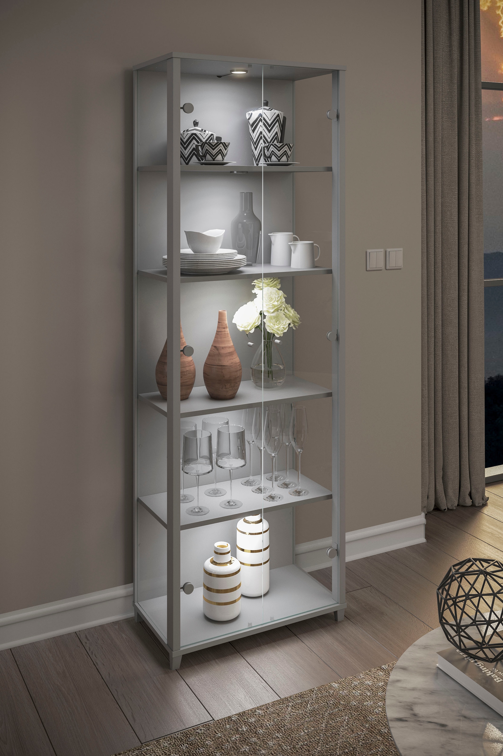 fif möbel Vitrine »OPTIMA«, Standvitrine, Vitrinenschrank, Glasvitrine, Sammlervitrine
