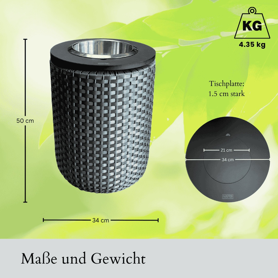 COOTAB Cooler Table Beistelltisch »4-in-1 Loungetisch mit Edelstahl-Kühler London 50 cm« 1 Stk. tlg. Wetterfest, Pflegeleicht, Hitzebeständig, Verstellbare Füße