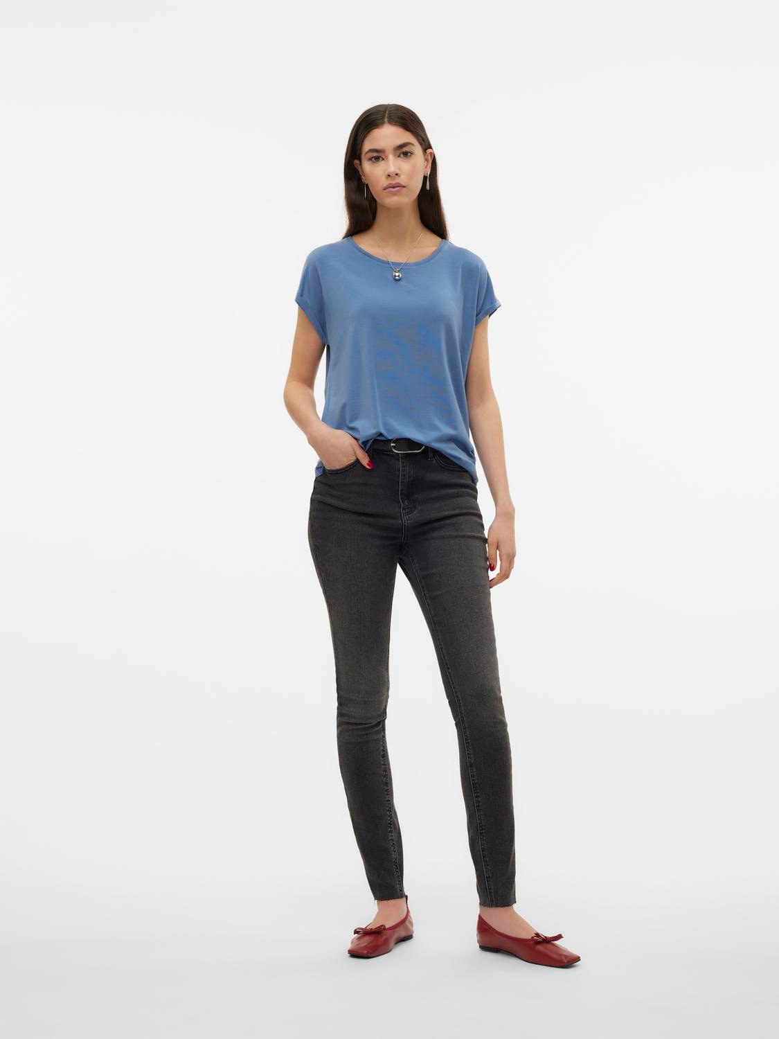 Vero Moda T-Shirt »VMAVA PLAIN SS TOP JRS NOOS« Materialmix, regular fit
