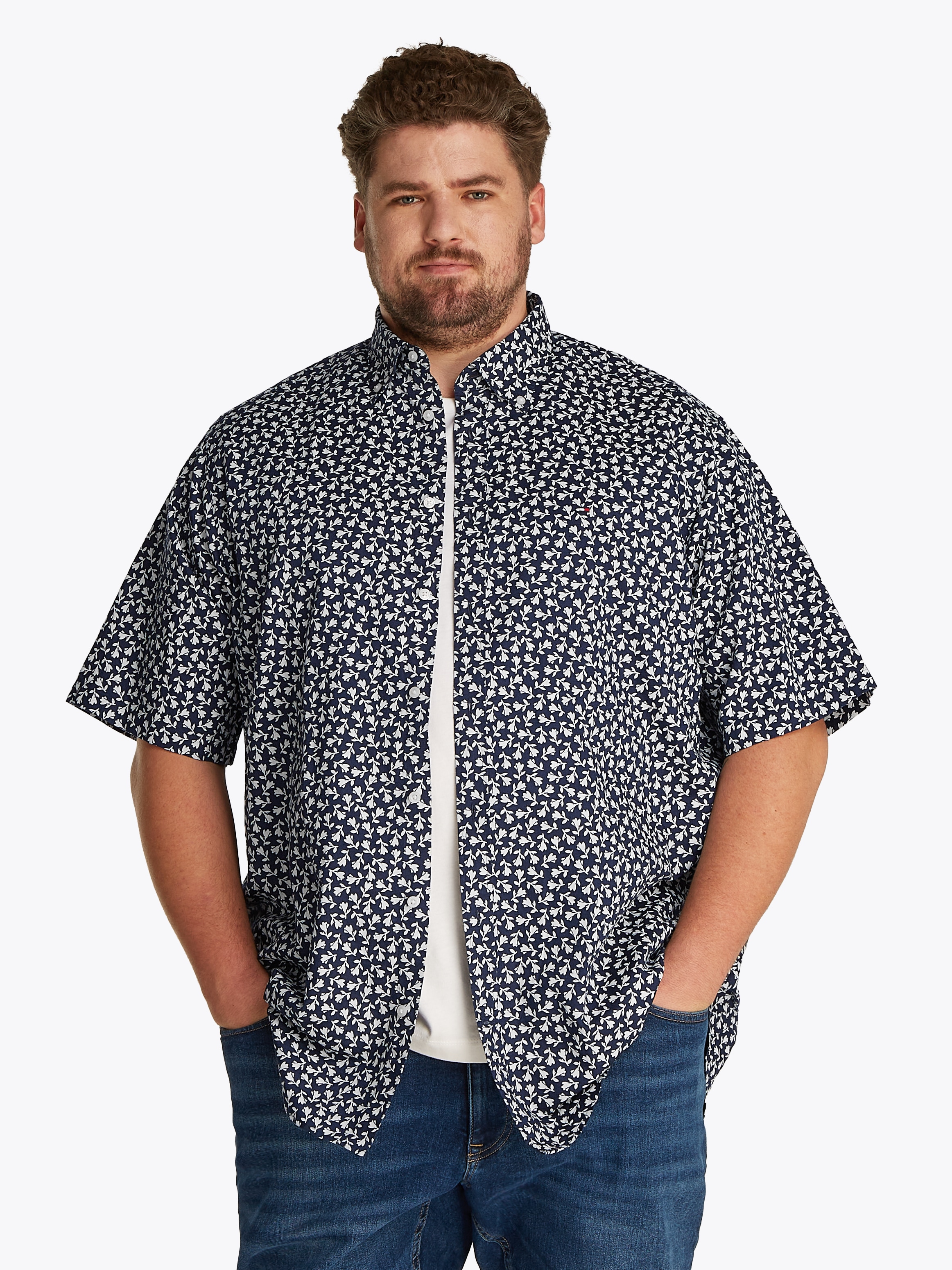 Tommy Hilfiger Big & Tall Kurzarmhemd »BT-LINEN BLEND MPRINT«, mit Allover-Print, Große Größen