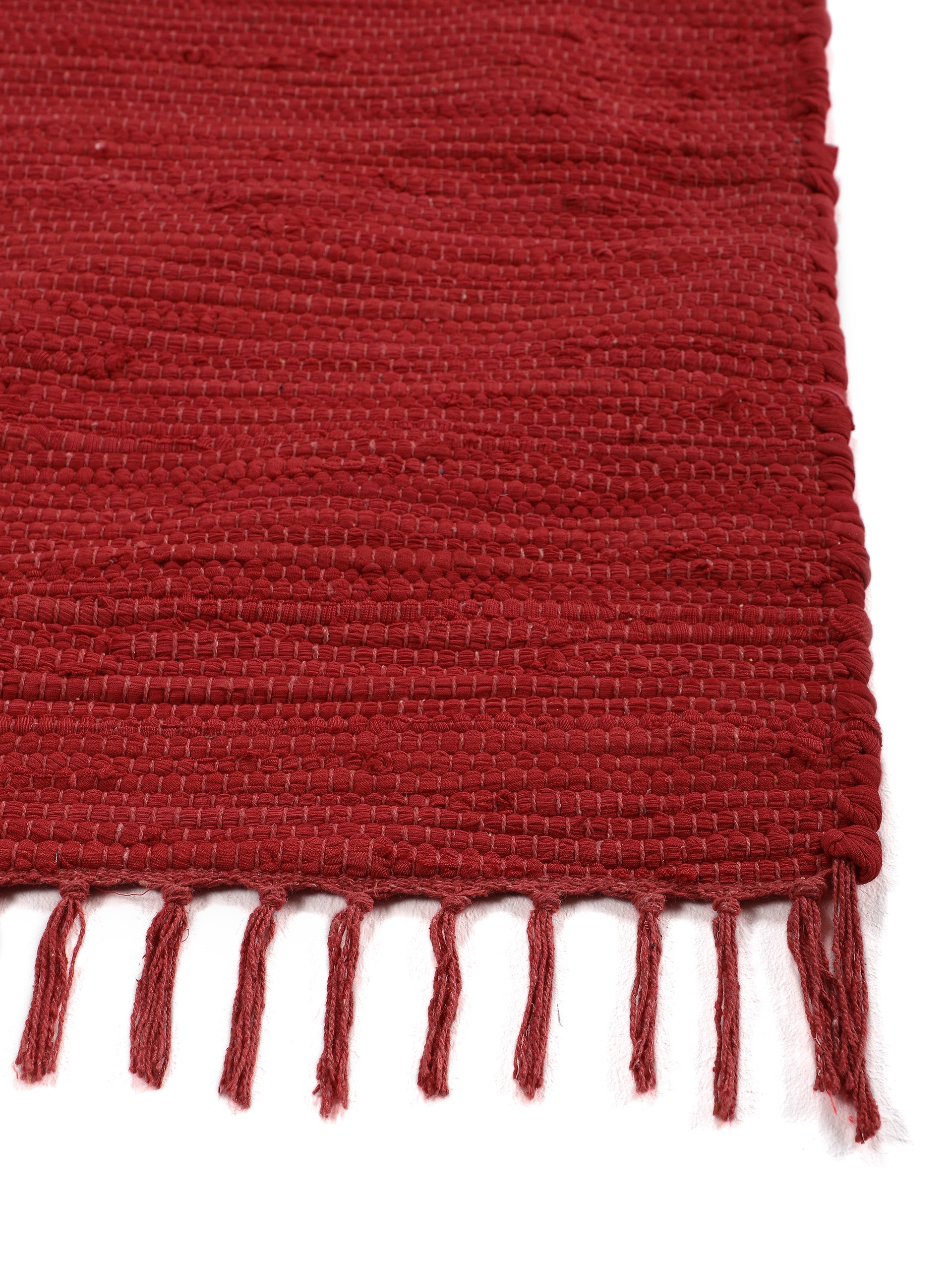 carpetfine Teppich »Kelim Chindi uni«, rechteckig, 5 mm Höhe, Wendeteppich, reine Baumwolle, handgewebt, Uni-Farben, mit Fransen