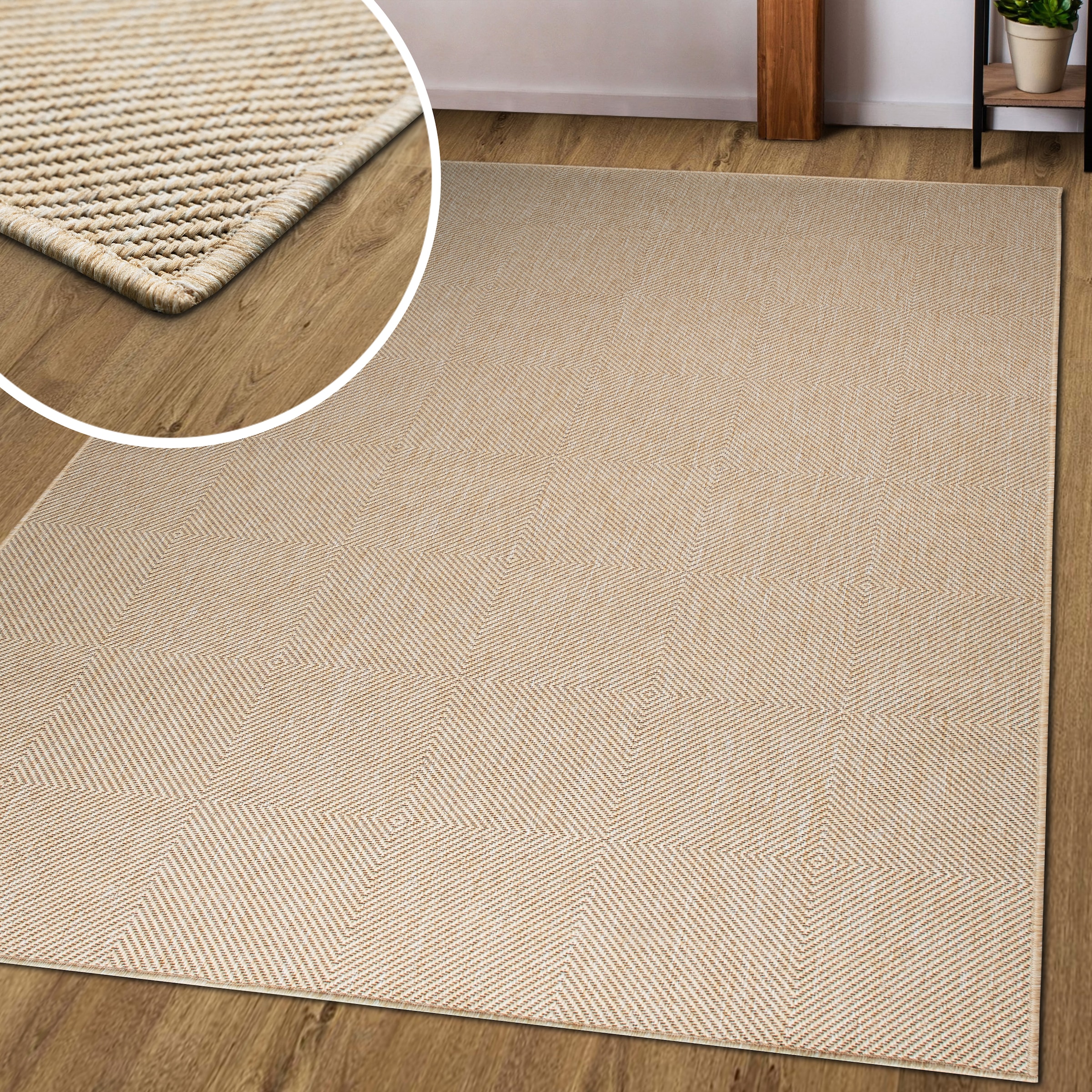 my home Teppich »Anna, auch als Läufer erhältlich«, rechteckig, 3 mm Höhe, In- und Outdoor geeignet, Sisal-Optik, Wetterfest & UV-beständig