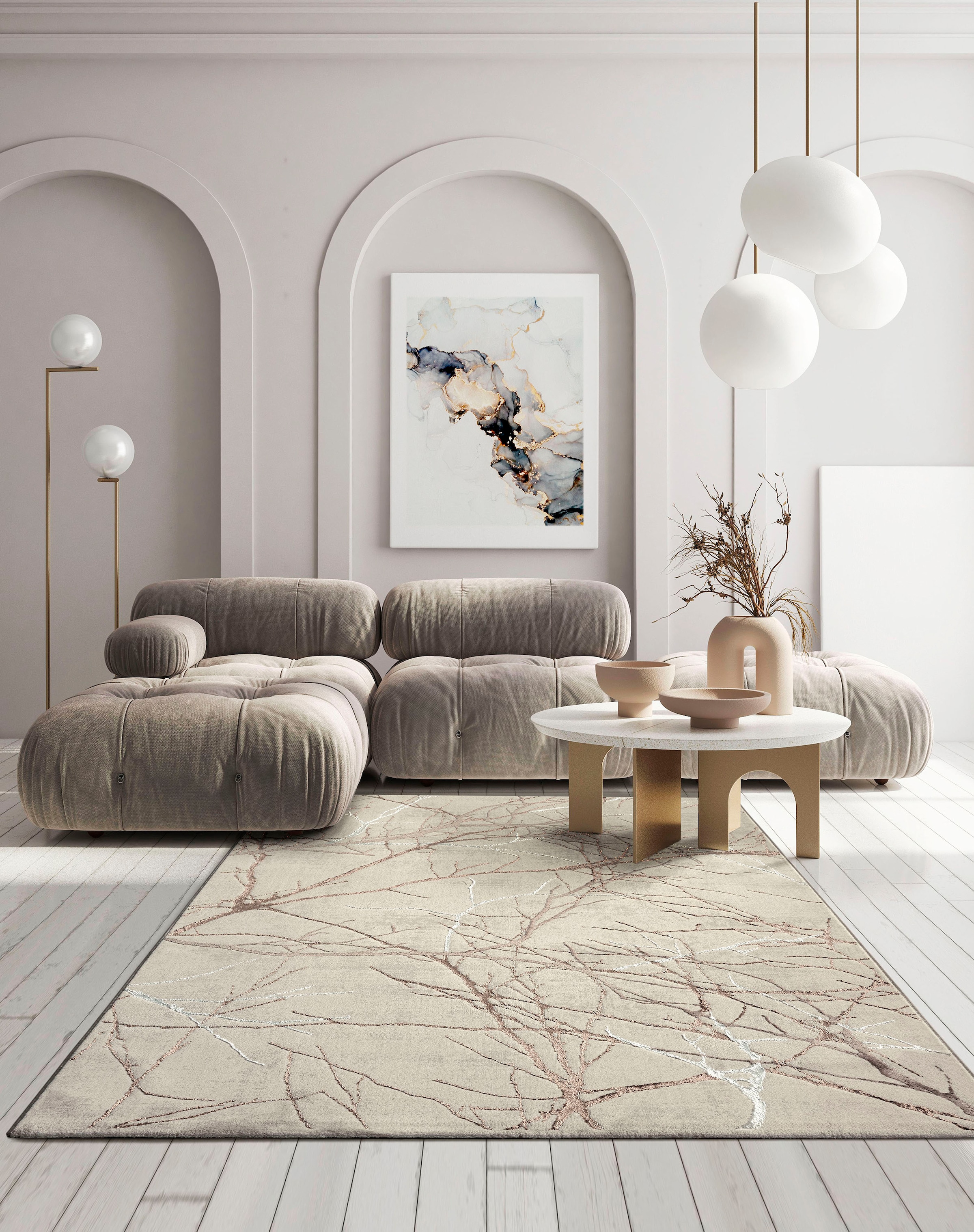 merinos Teppich Indoor, Kurzflor, pflegeleicht, glänzend, elegant, robust 50055«, rechteckig, »Creation