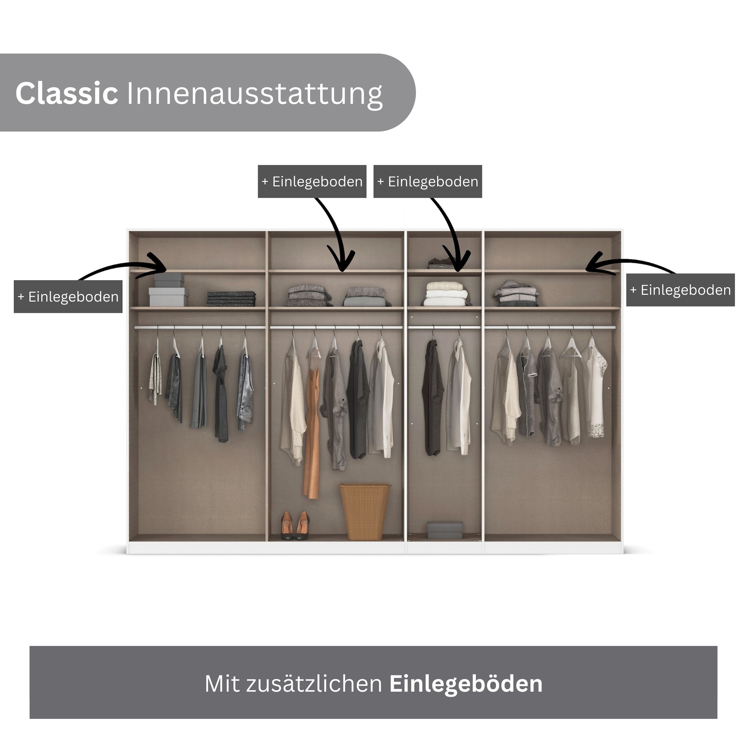 rauch Kleiderschrank »Drehtürenschrank Schrank Garderobe Wäscheschrank Schlafzimmer AVOLA«, (in 3 verschiedenen Ausstattungen BASIC/CLASSIC/PREMIUM), mit hochwertigen Stangengriffen in Schwarz aus Metall MADE IN GERMANY