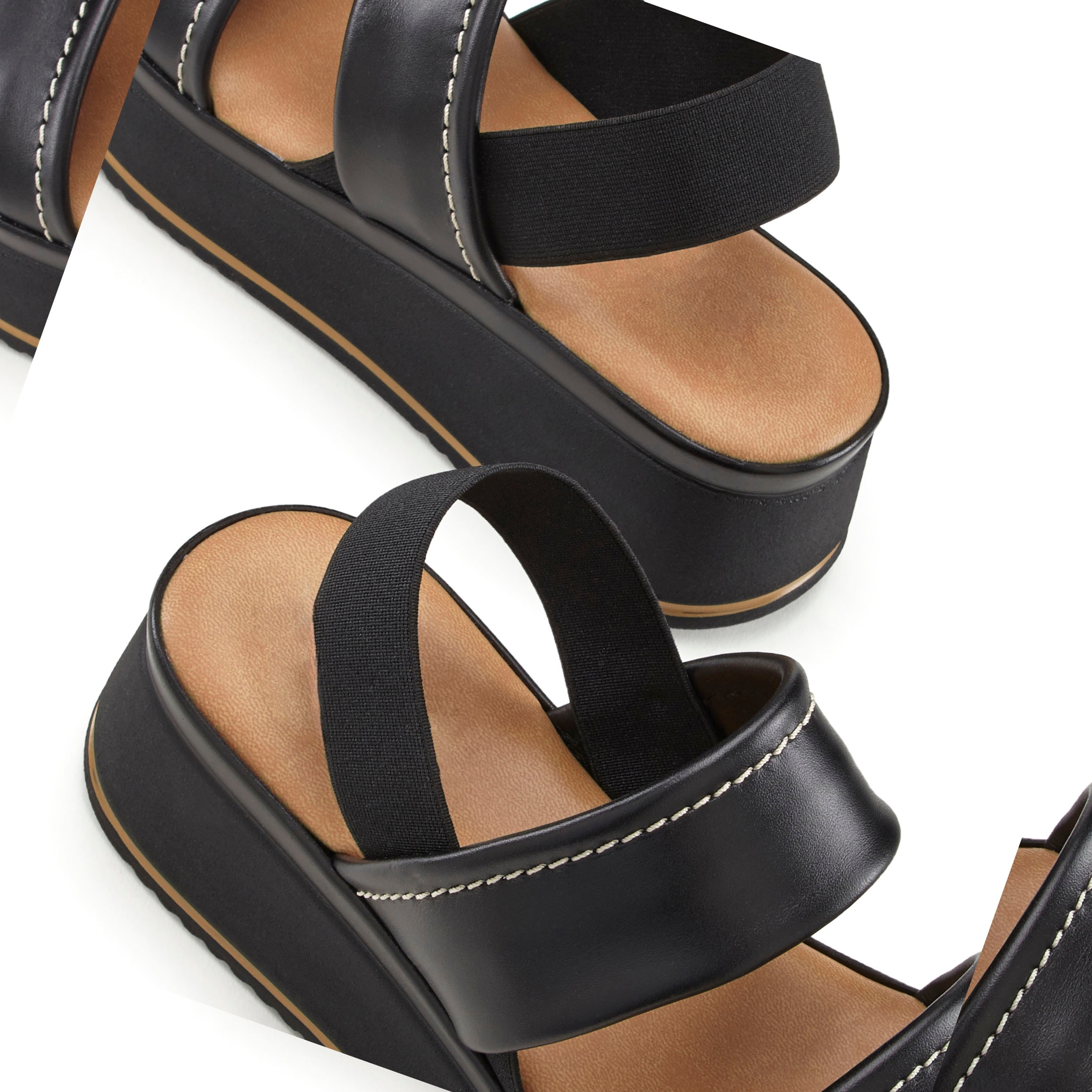 LASCANA Plateausandaletten »Sommerschuh, Sandale, Sandalette, offener Schuh,«, Sandalette aus Leder mit modisch bequemer Plateausohle