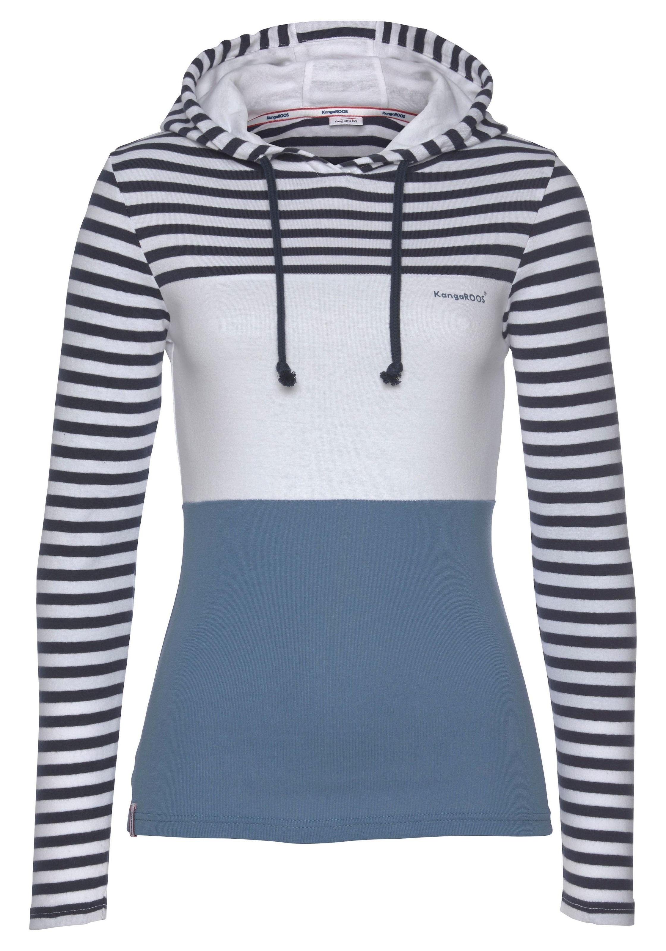 KangaROOS Kapuzenshirt, Langarm, sehr figurbetont, mit Colourblocking-Optik