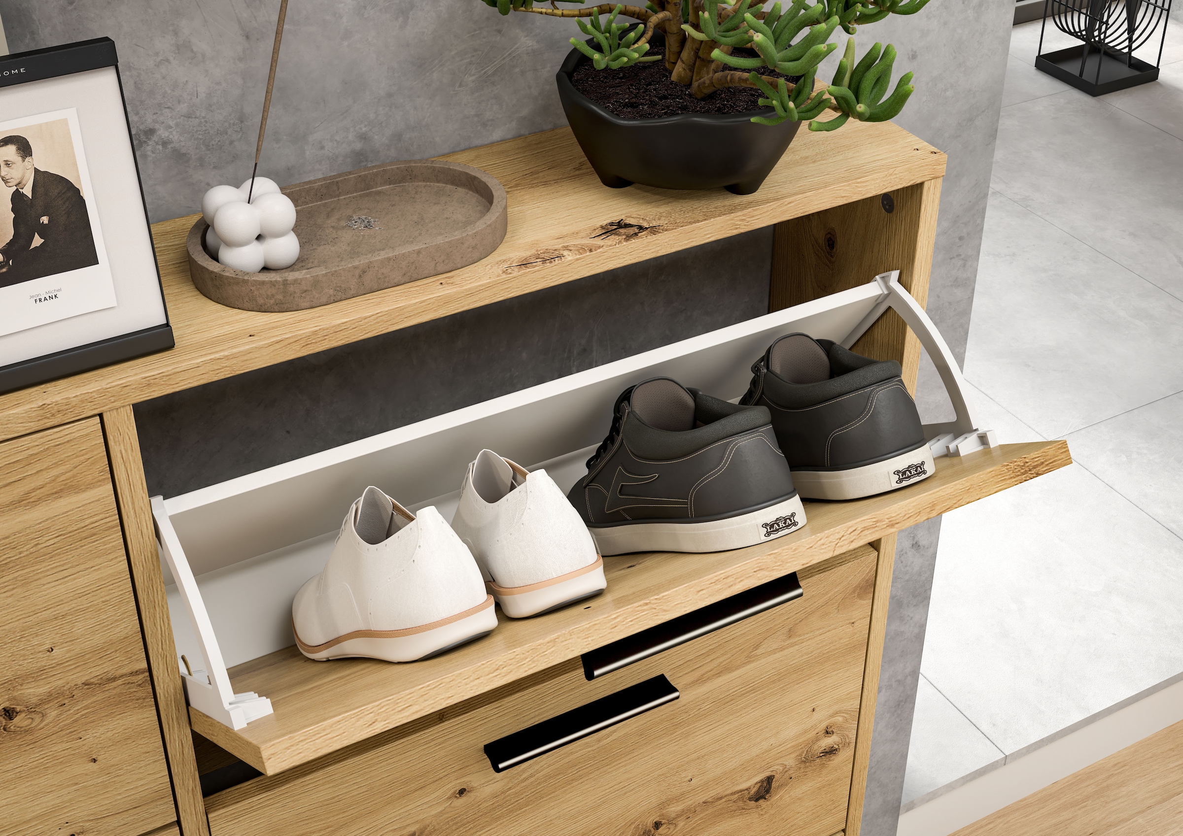 HBZ Schuhkommode »Sam«, (1 St.), Schuhkipper, Schuhschrank mit 3 Klappen, BxHxT 59x103x17cm