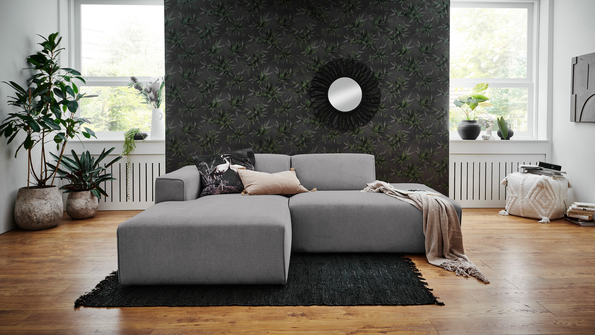 andas Ecksofa »Noord«, mit Kedernaht, Breite 227 cm, Cord, Struktur