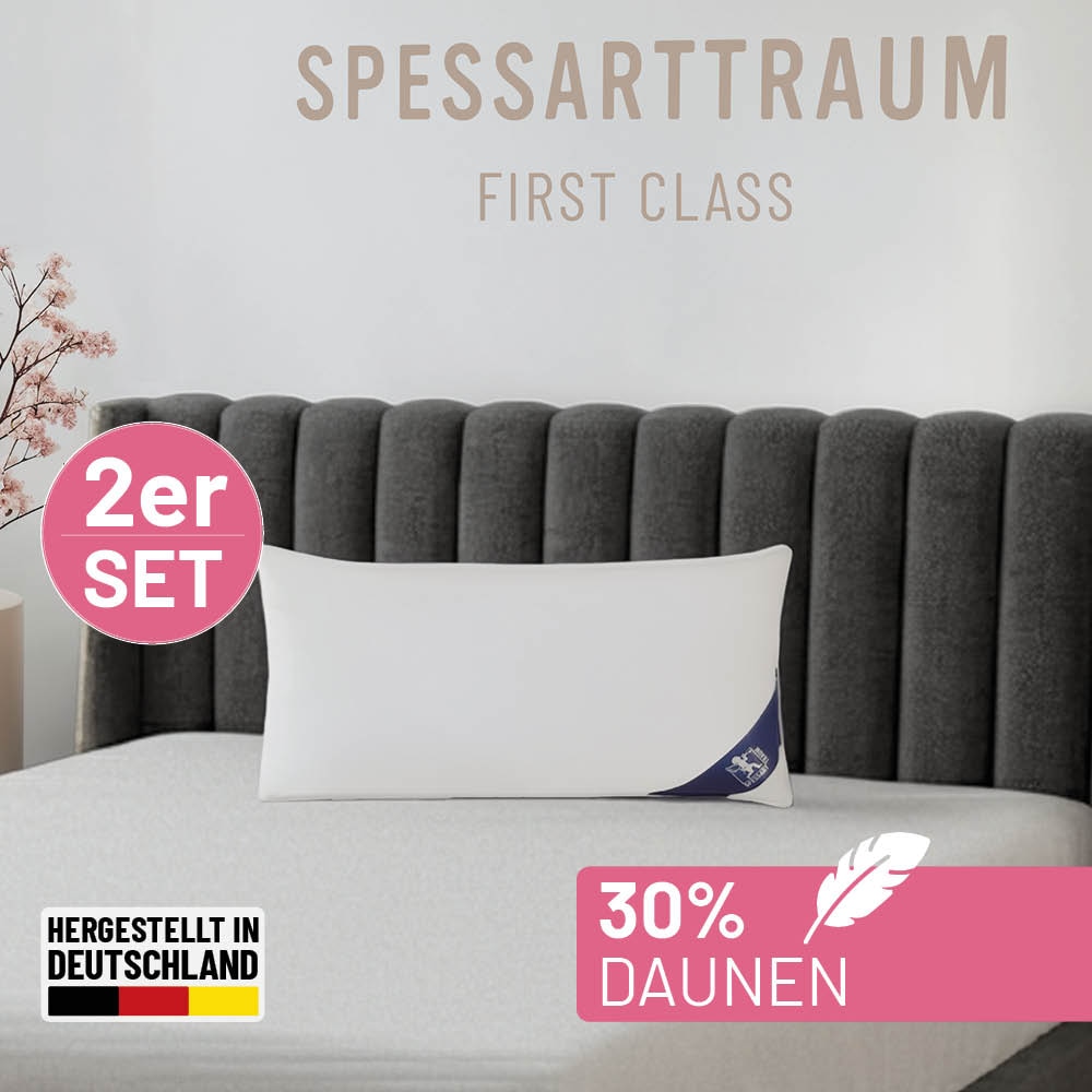 SPESSARTTRAUM Federkopfkissen "FIRST CLASS, Einzelkissen oder Doppelpack" Füllung: 70% Federn / 30% Daunen, Klasse 1, Downpass zertifiziert 2 Stk. tlg. hergestellt in Deutschland, allergikerfreundlich, im Set günstiger
