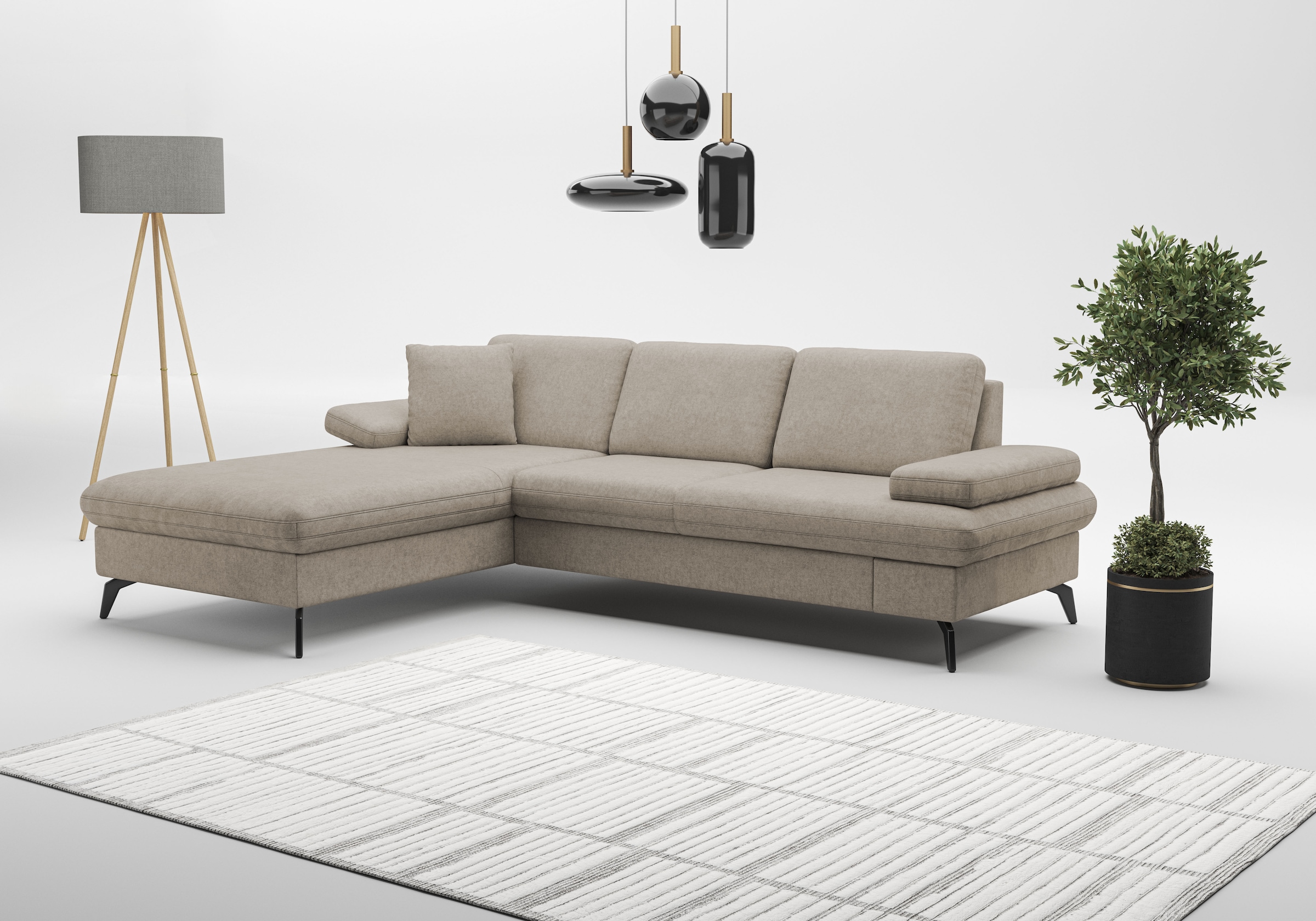 sit&more Ecksofa »Morris Jubi L-Form«, inkl. Armteilfunktion und 1 Zierkissen, wahlweise mit Bettfunktion