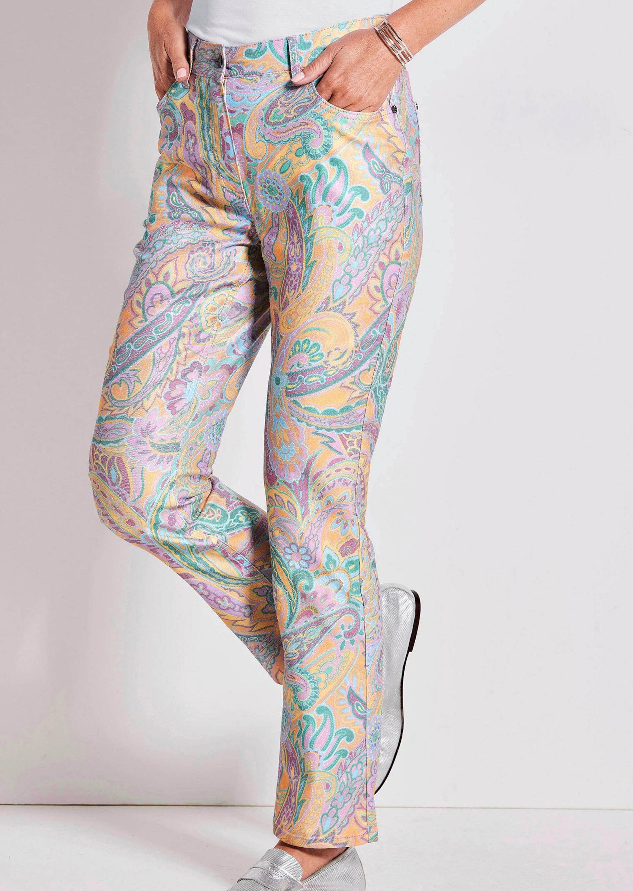 GOLDNER Chinohose »Kurzgröße Elegante Hose LOUISA mit Paisley-Muster«