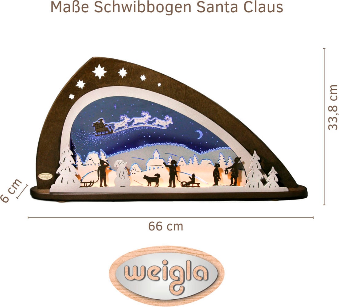 Weigla Lichterbogen »LED Santa Claus, Schwibbogen aus Holz & Acrylglas, Made in Germany« 1 Stk. Erzgebirge garantiert, Weihnachtsdeko Innen, Weihnachtsbeleuchtung