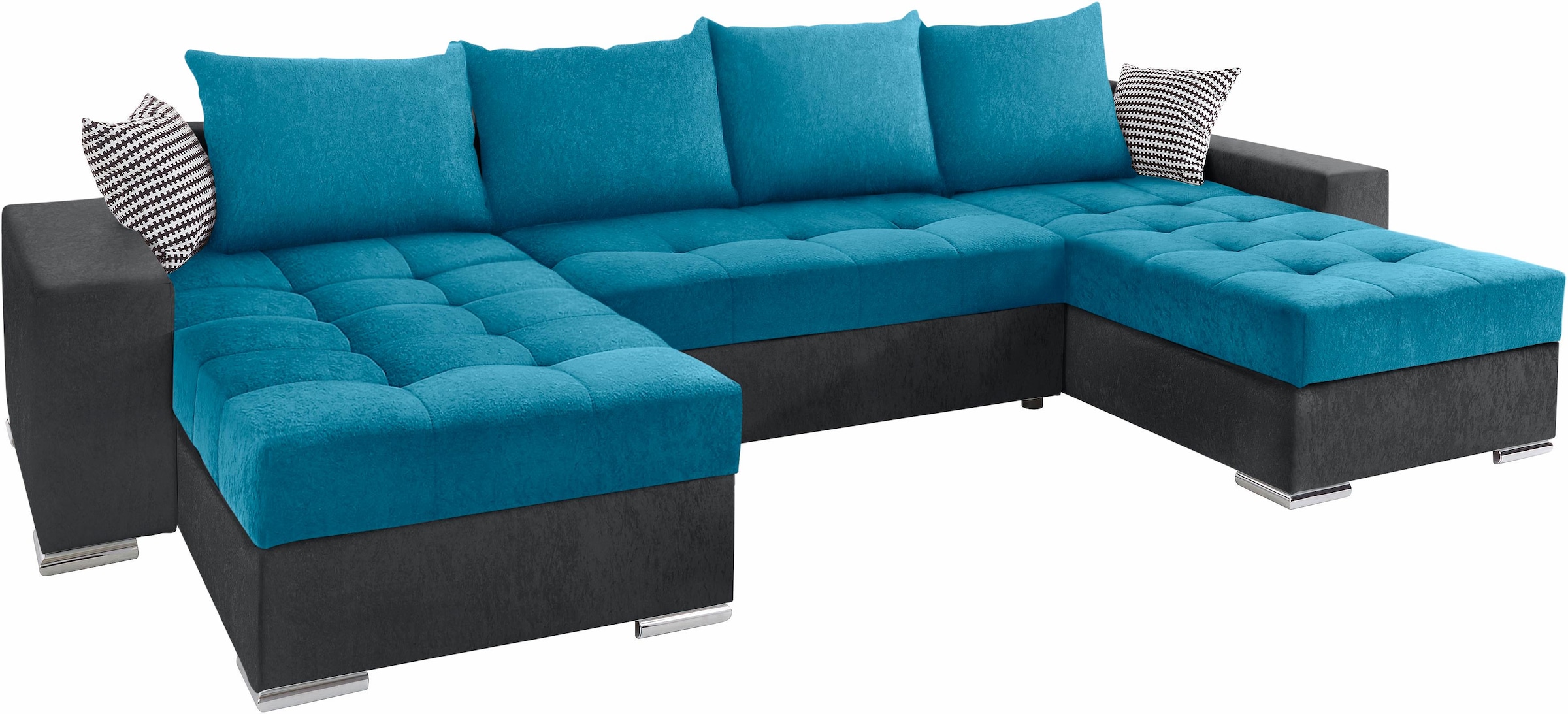 COLLECTION AB Wohnlandschaft »XL-Josy U-Form, Breite 313 cm, Kunstleder-Mix, Microfaser«, inkl. Bettfunktion, Bettkasten, mit 4 gleich großen Rückenkissen