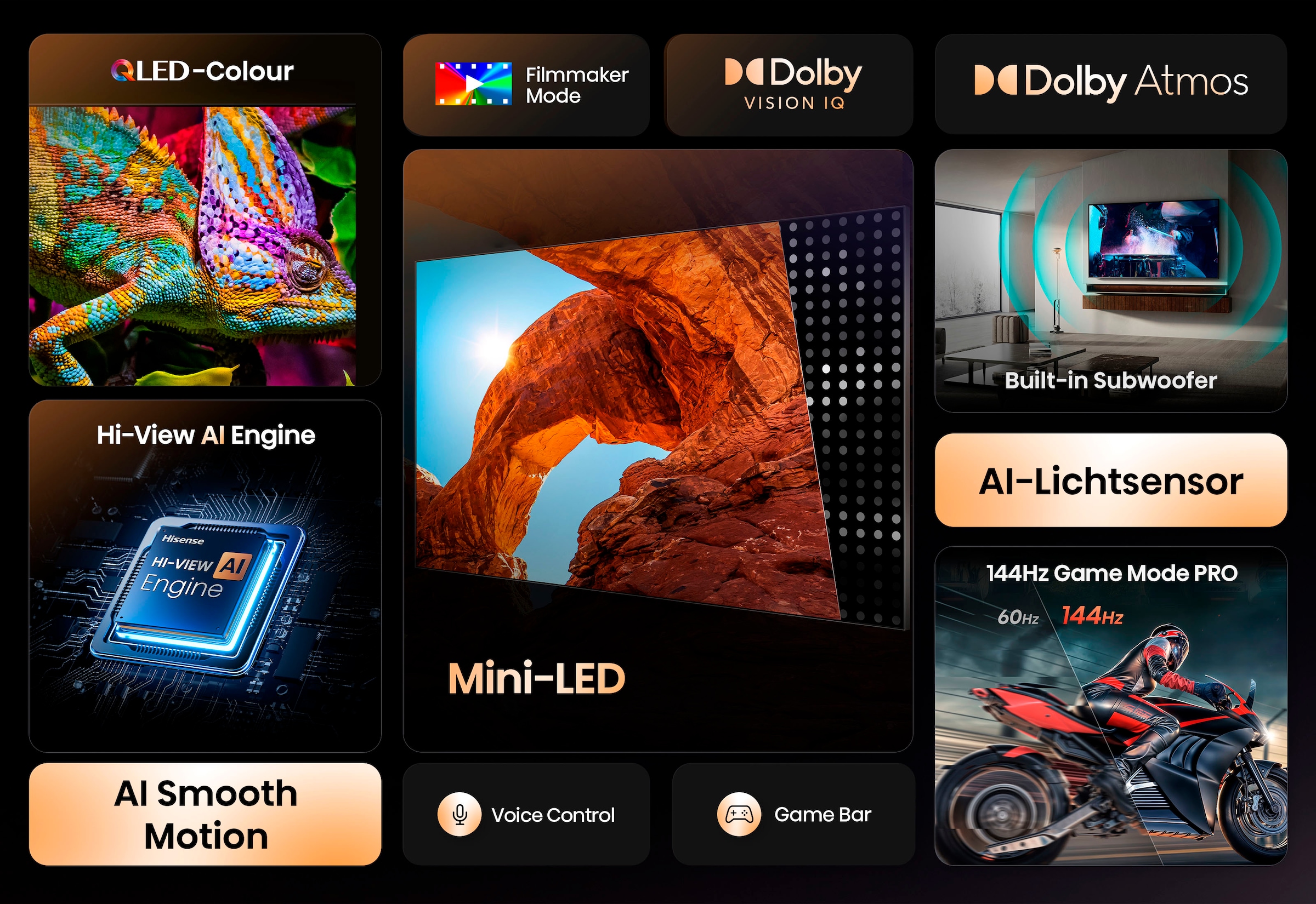 Hisense QLED Mini LED-Fernseher »50U7Q«, 4K Ultra HD, Smart-TV, 4K UHD Mini LED