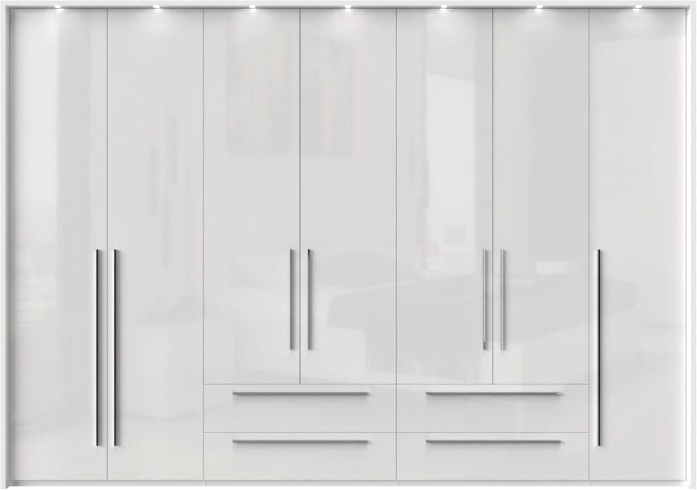 Places of Style Drehtürenschrank »Piano«, weiß, Inklusive Beleuchtung. in 2 Breiten mit jeweils 4 Schubladen