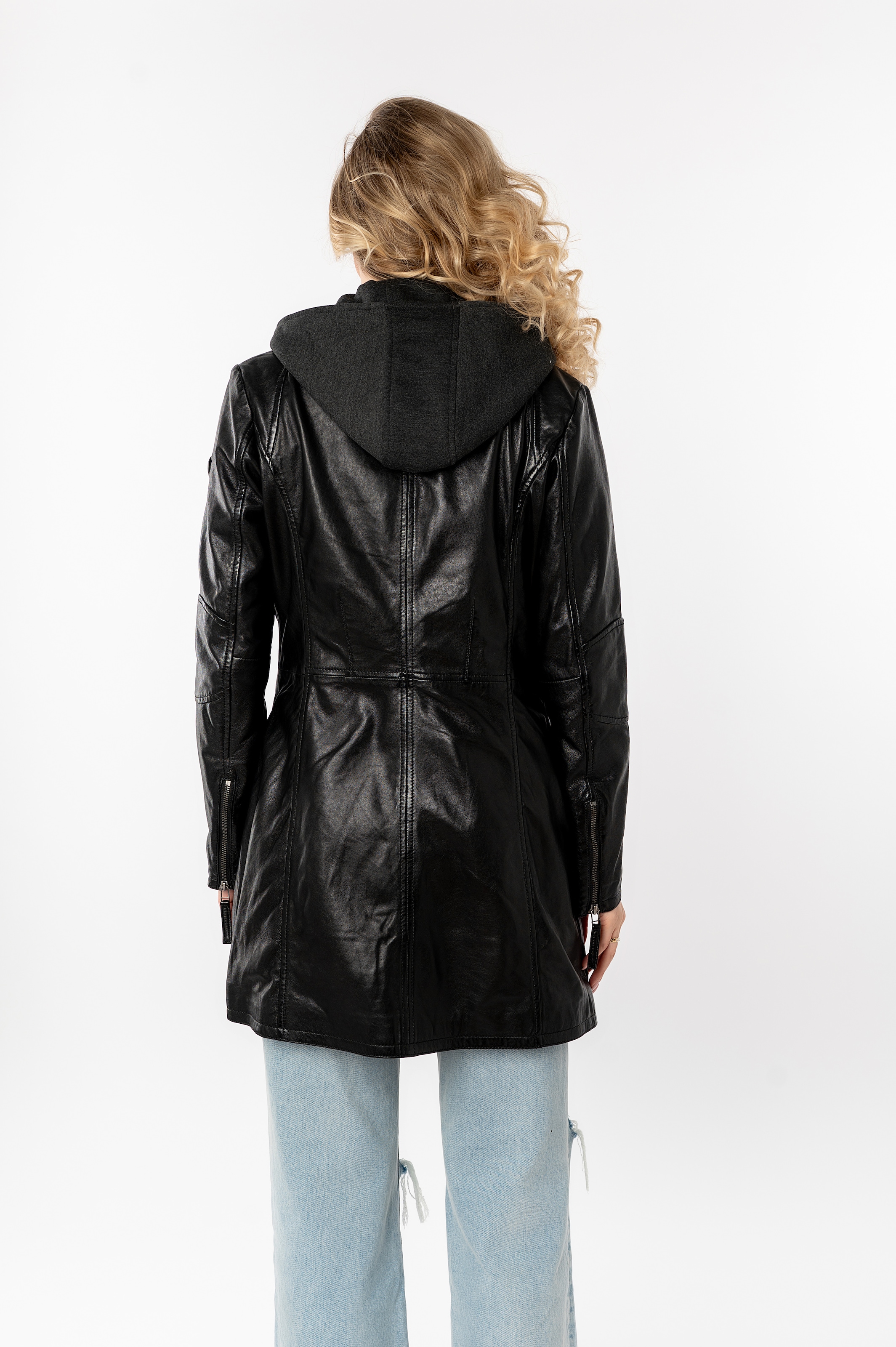 Mauritius Ledermantel »Bente«, 2-in-1-Lederjacke mit abnehmbarem Kapuzen-Inlay aus Jerseyqualität
