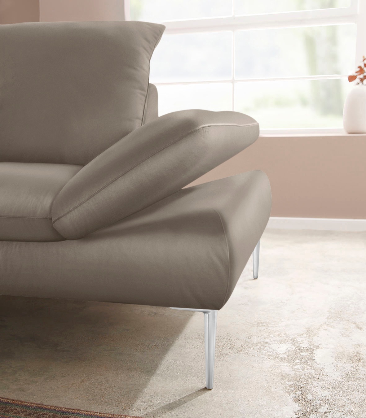 W.SCHILLIG Ecksofa »enjoy&MORE, Designsofa, elegant und bequem, L-Form«, mit Sitztiefenverstellung, Füße Chrom glänzend, Breite 294 cm