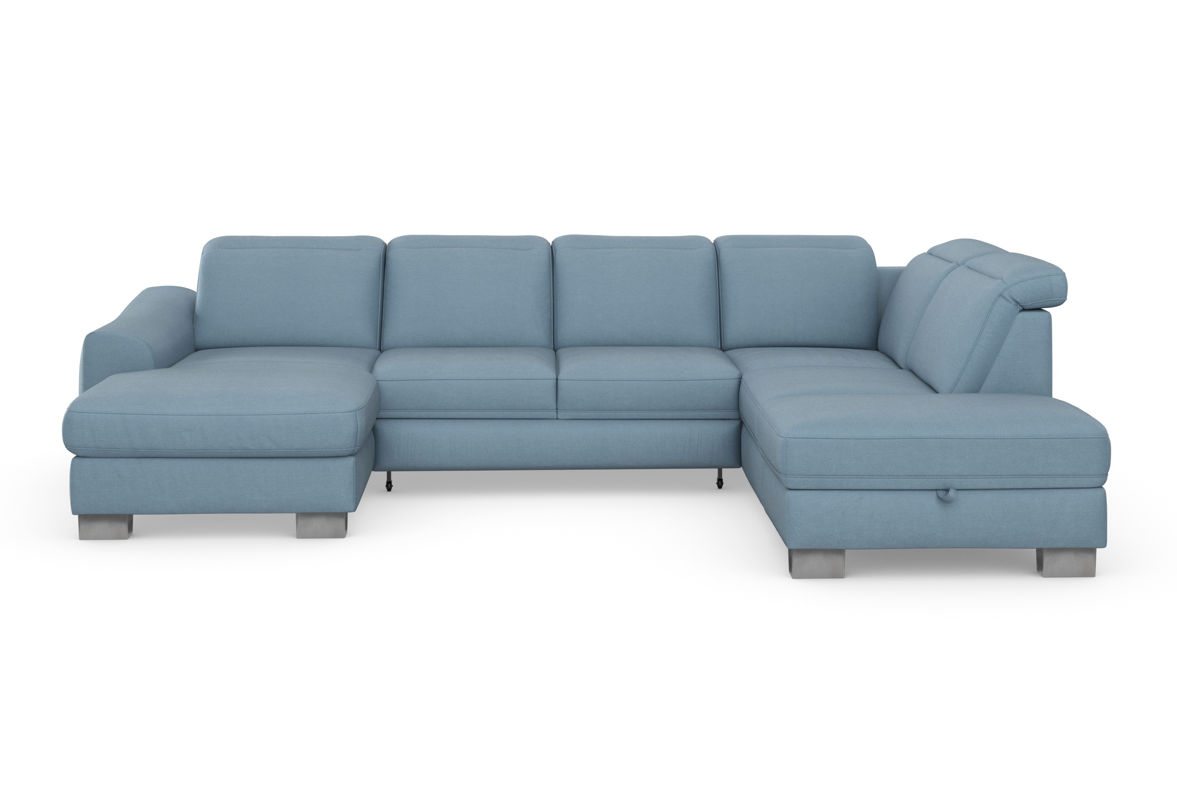 sit&more Wohnlandschaft »Dundee U-Form«, mit Federkern und Edelstahlfüßen, wahlweise mit Kopfteilverstellung