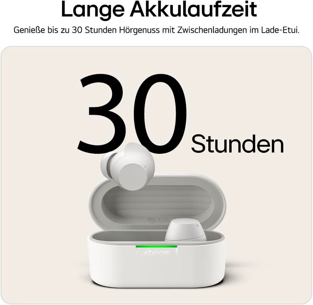 LG wireless In-Ear-Kopfhörer »xboom Buds Plus« Bluetooth Active Noise Cancelling (ANC) | Freisprechfunktion | Sprachsteuerung | UV-Reinigung | integrierte Steuerung für Anrufe und Musik | kompatibel mit Siri